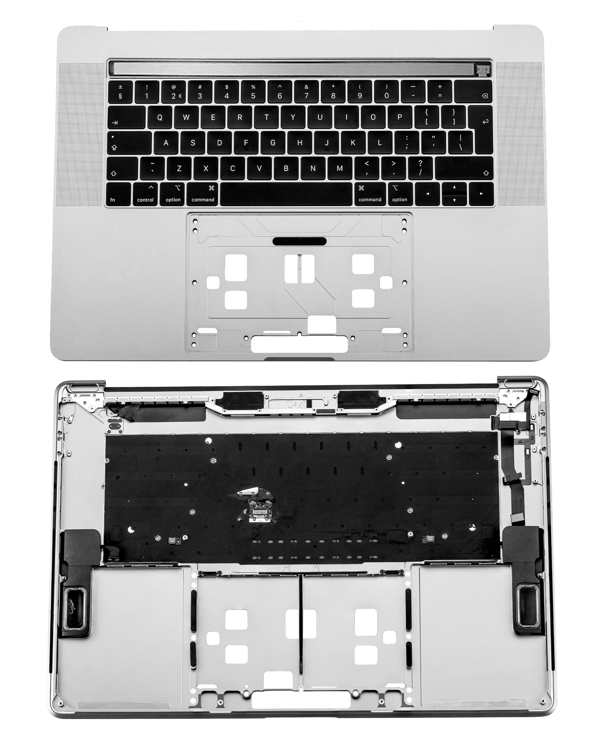 SPACE GREY TOP CASE WITH KEYBOARD (UK ENGLISH) FOR MACBOOK PRO 15" TOUCH BAR A1990 (LATE 2018 / EARLY 2019) (USED OEM PULL: COSMETIC GRADE: NEW)