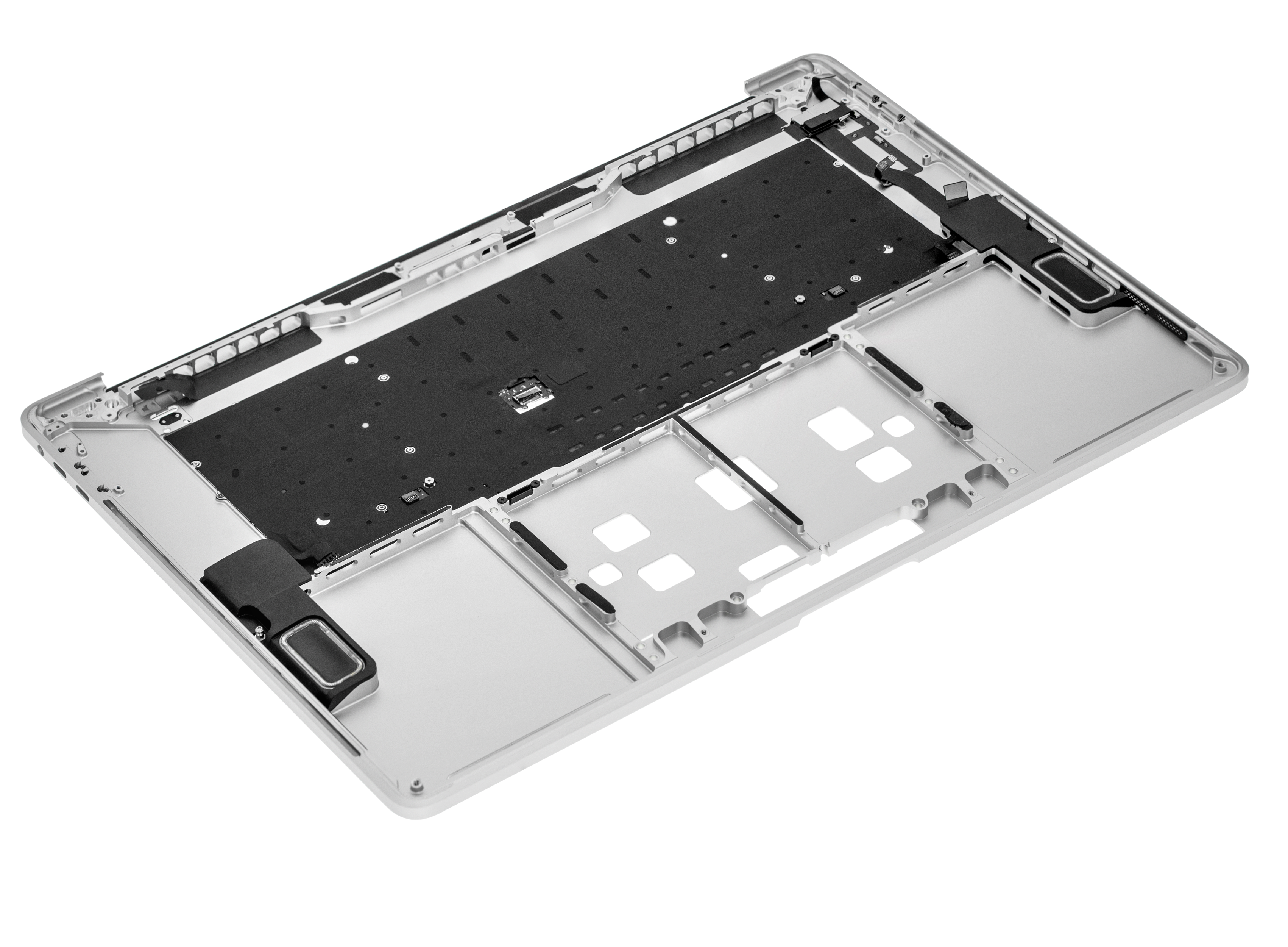 SILVER TOP CASE WITH KEYBOARD (UK ENGLISH) FOR MACBOOK PRO 15" TOUCH BAR A1990 (LATE 2018 / EARLY 2019) (USED OEM PULL: COSMETIC GRADE: NEW)