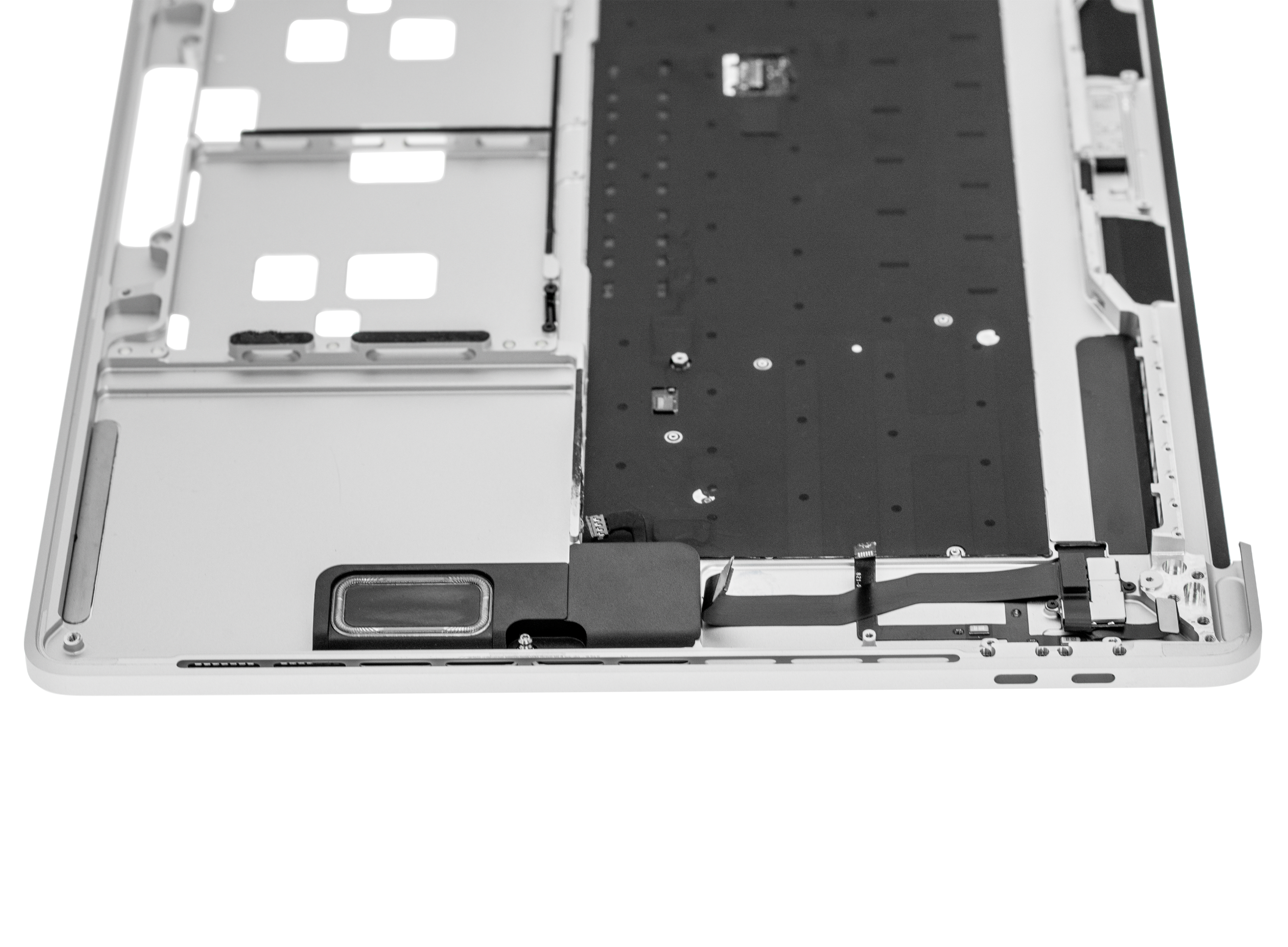 SILVER TOP CASE WITH KEYBOARD (UK ENGLISH) FOR MACBOOK PRO 15" TOUCH BAR A1990 (LATE 2018 / EARLY 2019) (USED OEM PULL: COSMETIC GRADE: NEW)