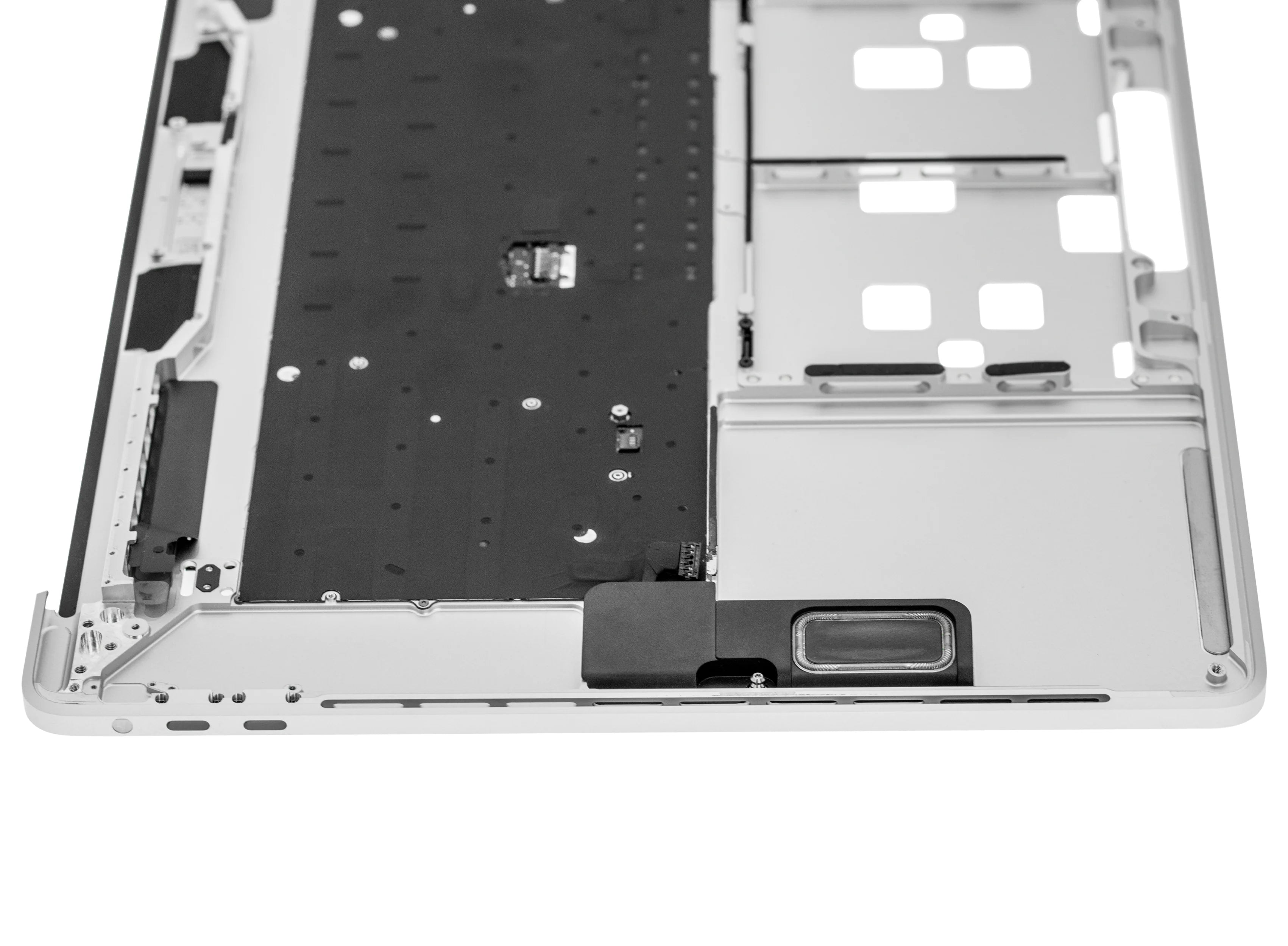 SILVER TOP CASE WITH KEYBOARD (UK ENGLISH) FOR MACBOOK PRO 15" TOUCH BAR A1990 (LATE 2018 / EARLY 2019) (USED OEM PULL: COSMETIC GRADE: NEW)