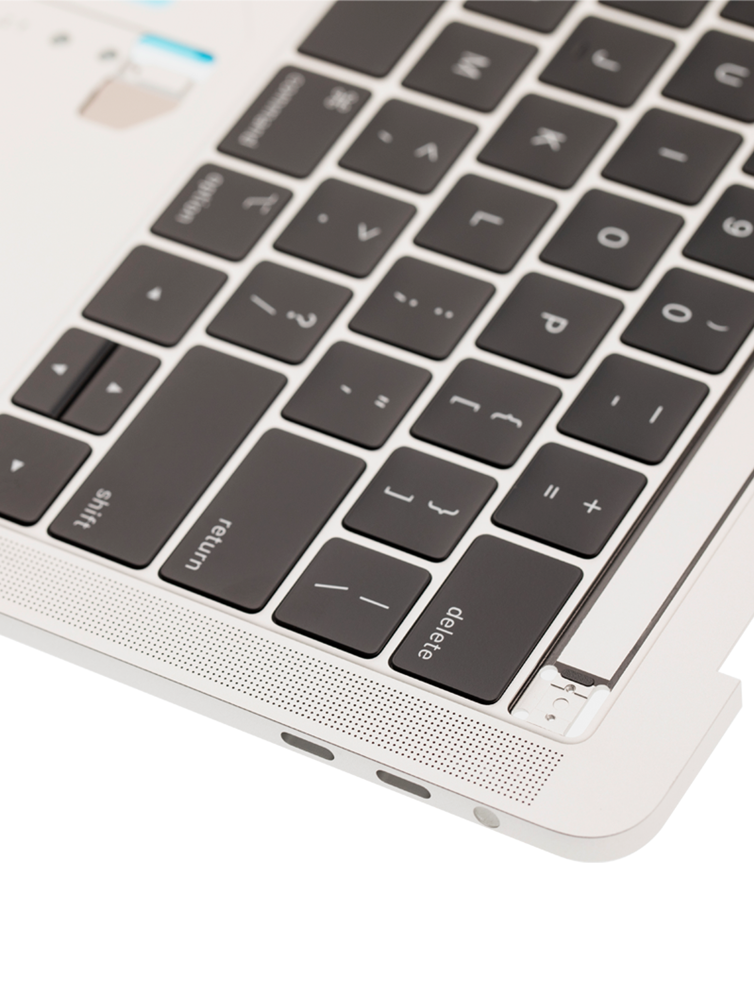 SILVER TOP CASE WITH KEYBOARD (US KEYBOARD) FOR MACBOOK PRO 13" A1989 (LATE 2018 / EARLY 2019) (USED OEM PULL: COSMETIC GRADE: NEW)