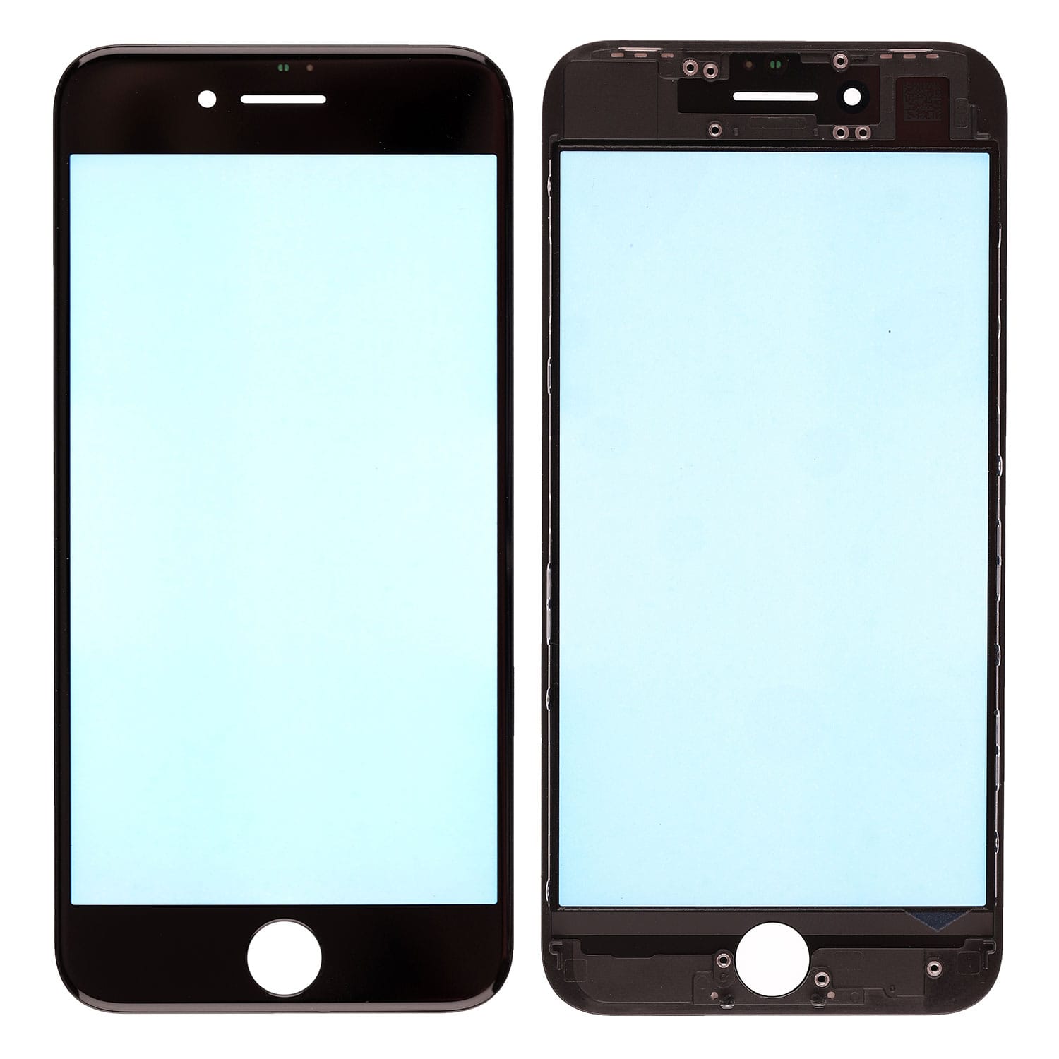 BLACK FRONT GLASS LENS WITH SUPPORTING FRAME FOR IPHONE 8