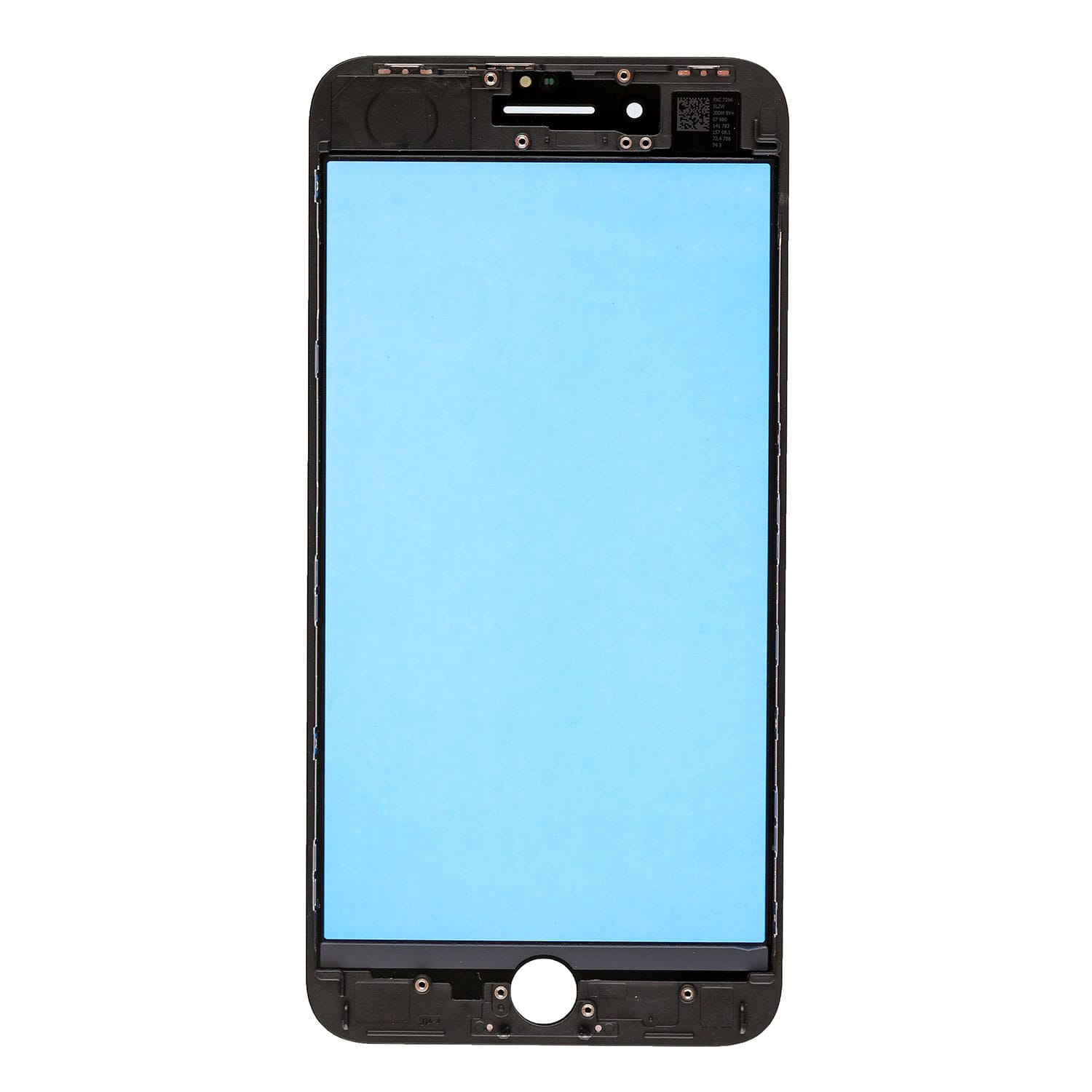 BLACK FRONT GLASS LENS WITH SUPPORTING FRAME FOR IPHONE 8 PLUS