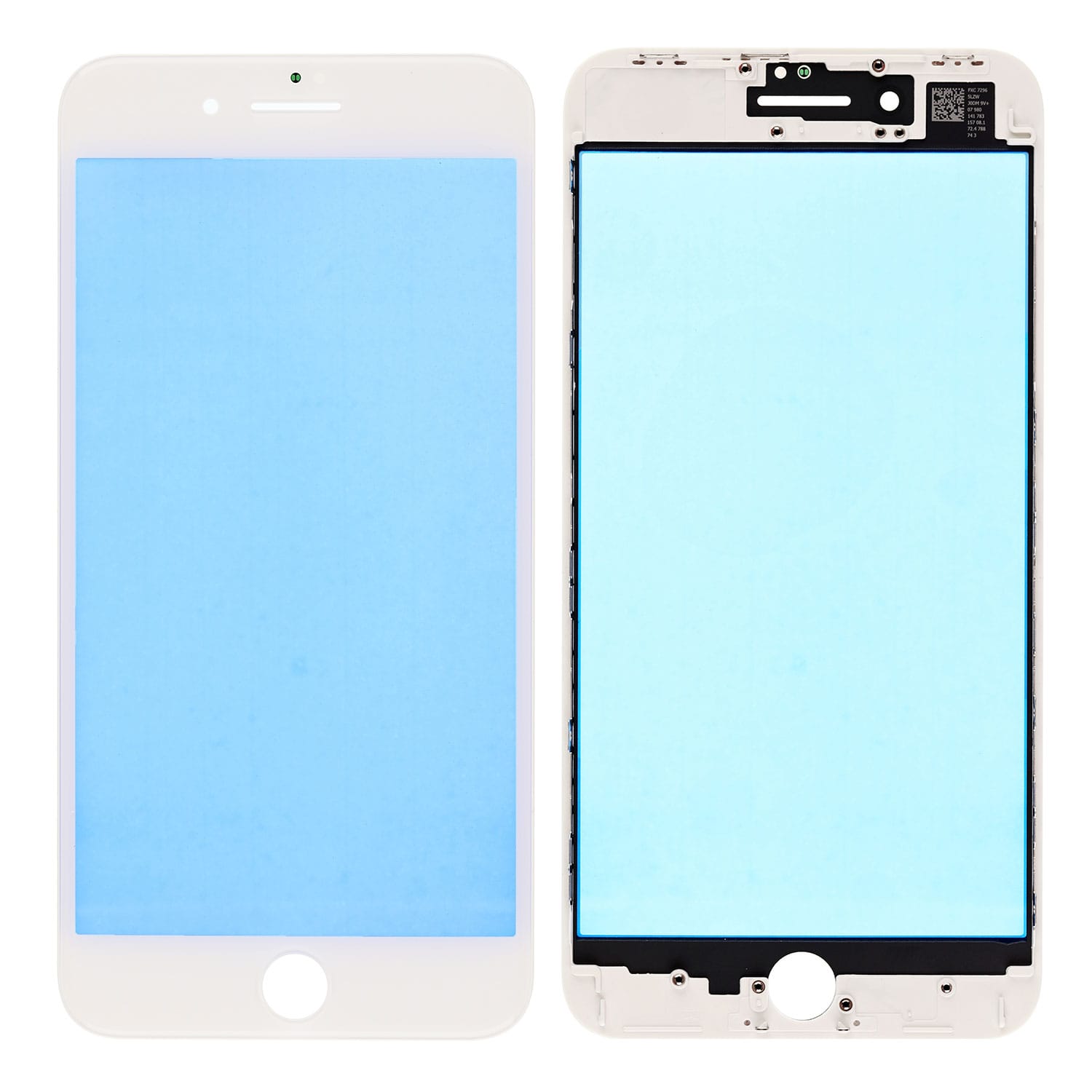 WHITE FRONT GLASS LENS WITH SUPPORTING FRAME FOR IPHONE 8 PLUS