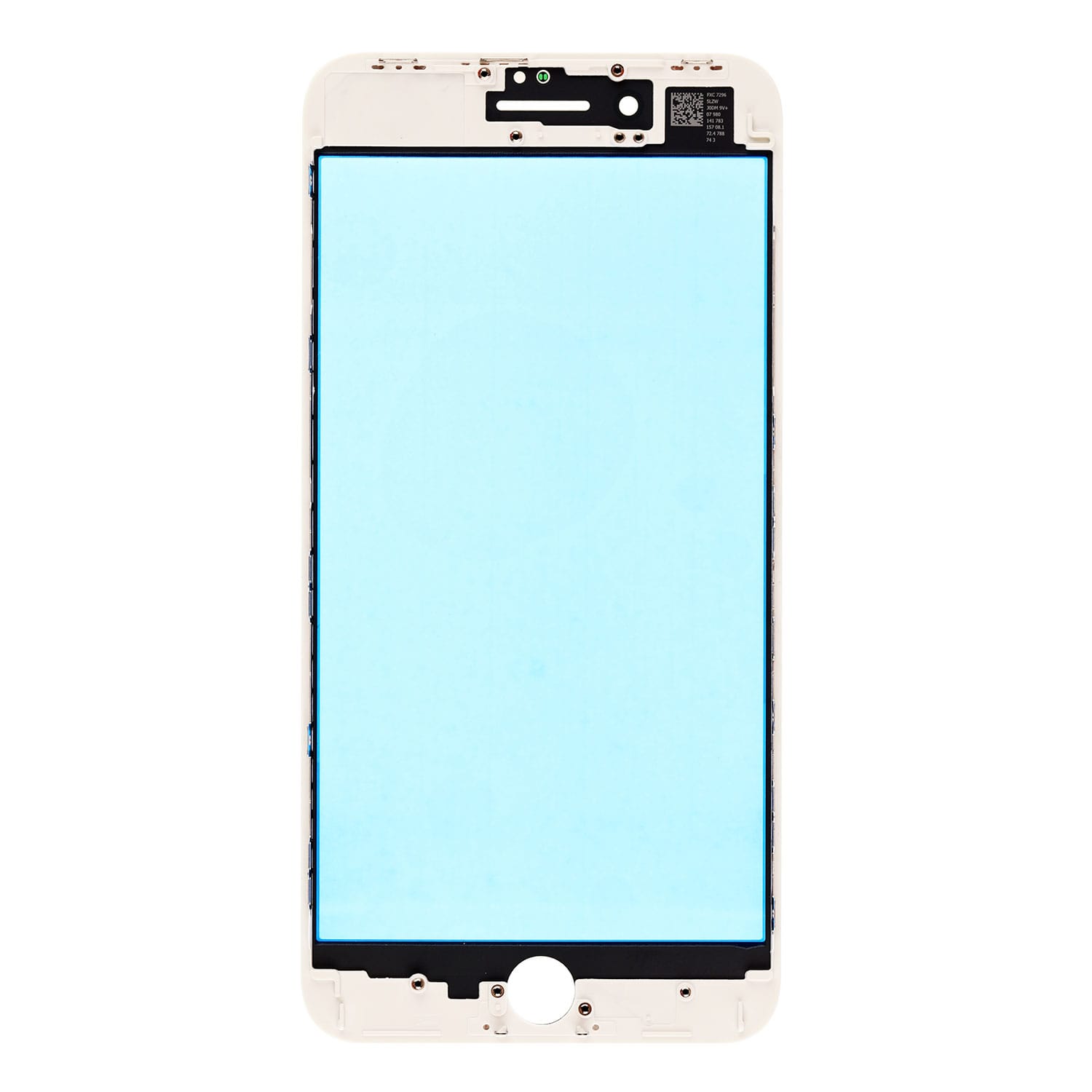 WHITE FRONT GLASS LENS WITH SUPPORTING FRAME FOR IPHONE 8 PLUS