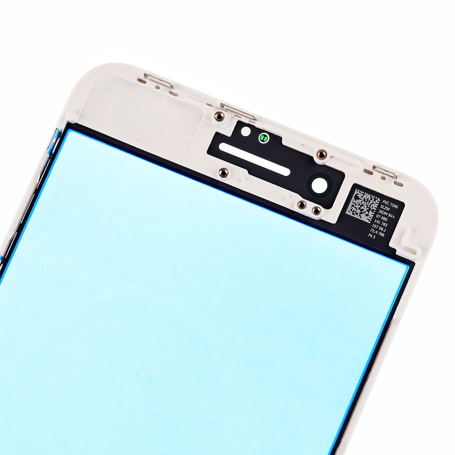 WHITE FRONT GLASS LENS WITH SUPPORTING FRAME FOR IPHONE 8 PLUS