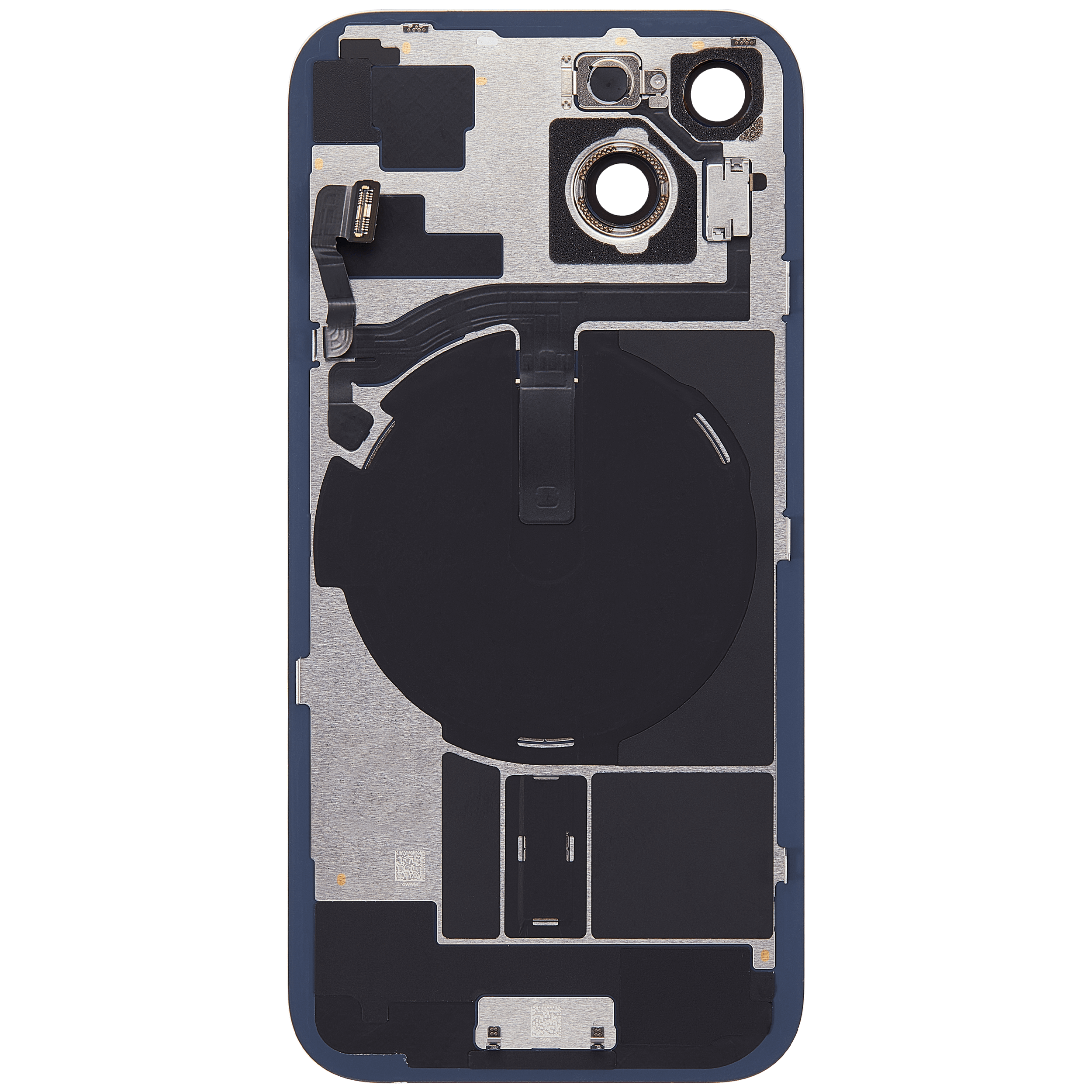 Back Glass With Steel Plate With Wireless NFC Charging MagSafe Magnet & Flashlight Flex Compatible For iPhone 15 (Used OEM Pull: Grade A) (Blue)