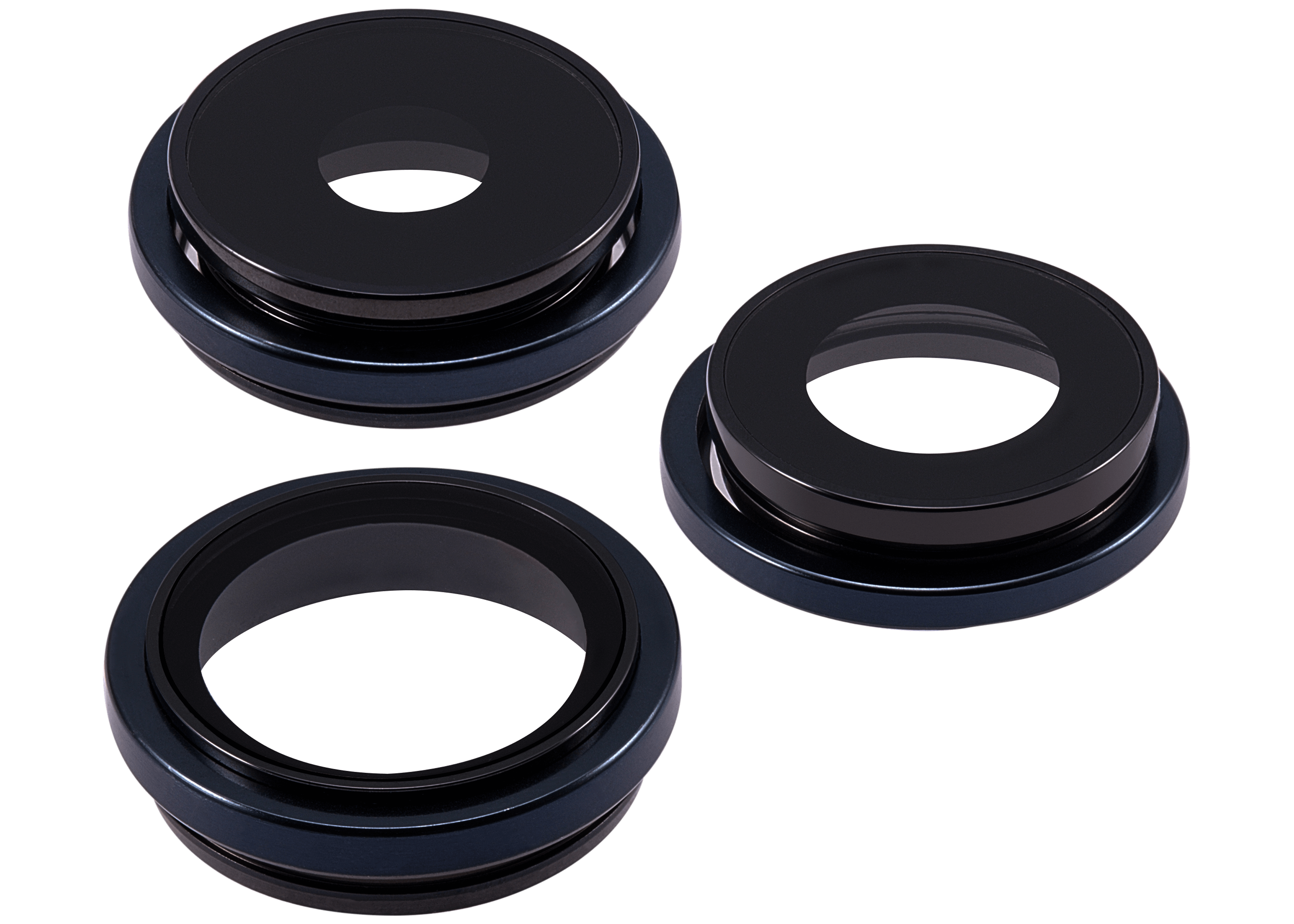 Back Camera Lens With Bracket & Bezel Compatible For iPhone 15 Pro (3 Piece Set) (Premium) (Blue Titanium)