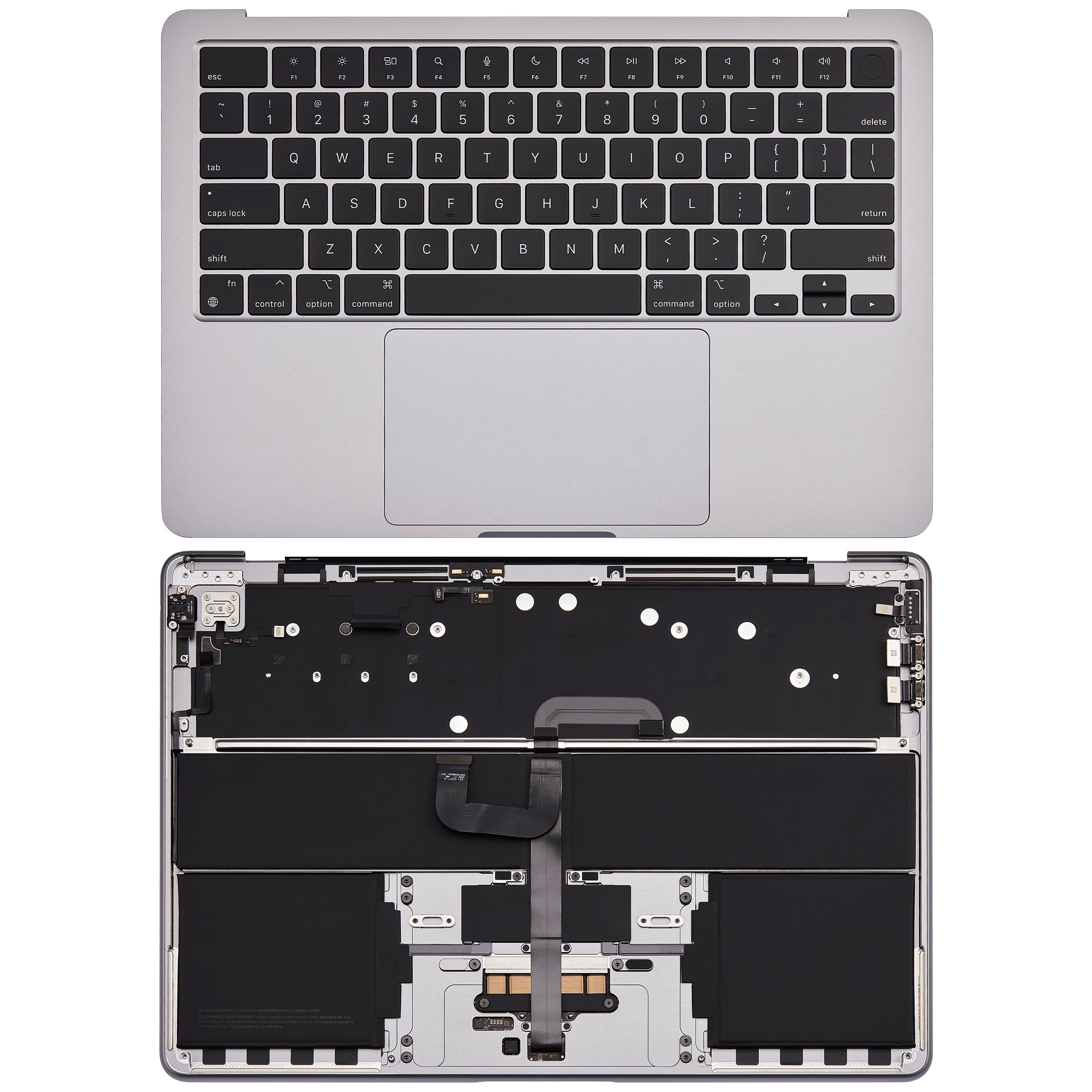 Top Case Assembly With Battery And Keyboard Compatible For MacBook Air 13" (A2681 / Mid 2022) (Space Gray) (US Keyboard)