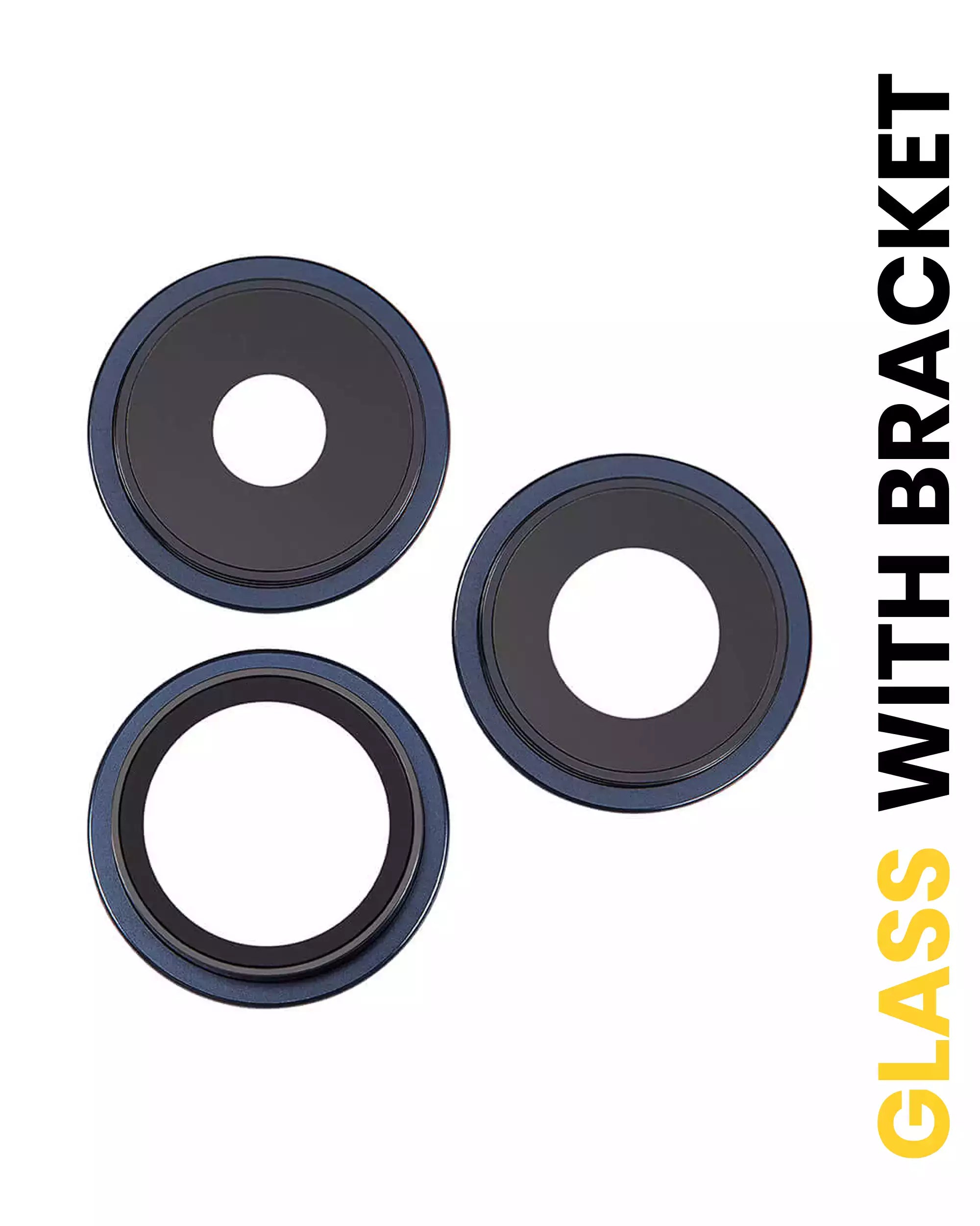 Back Camera Lens With Bracket & Bezel Compatible For iPhone 15 Pro (3 Piece Set) (Premium) (Blue Titanium)