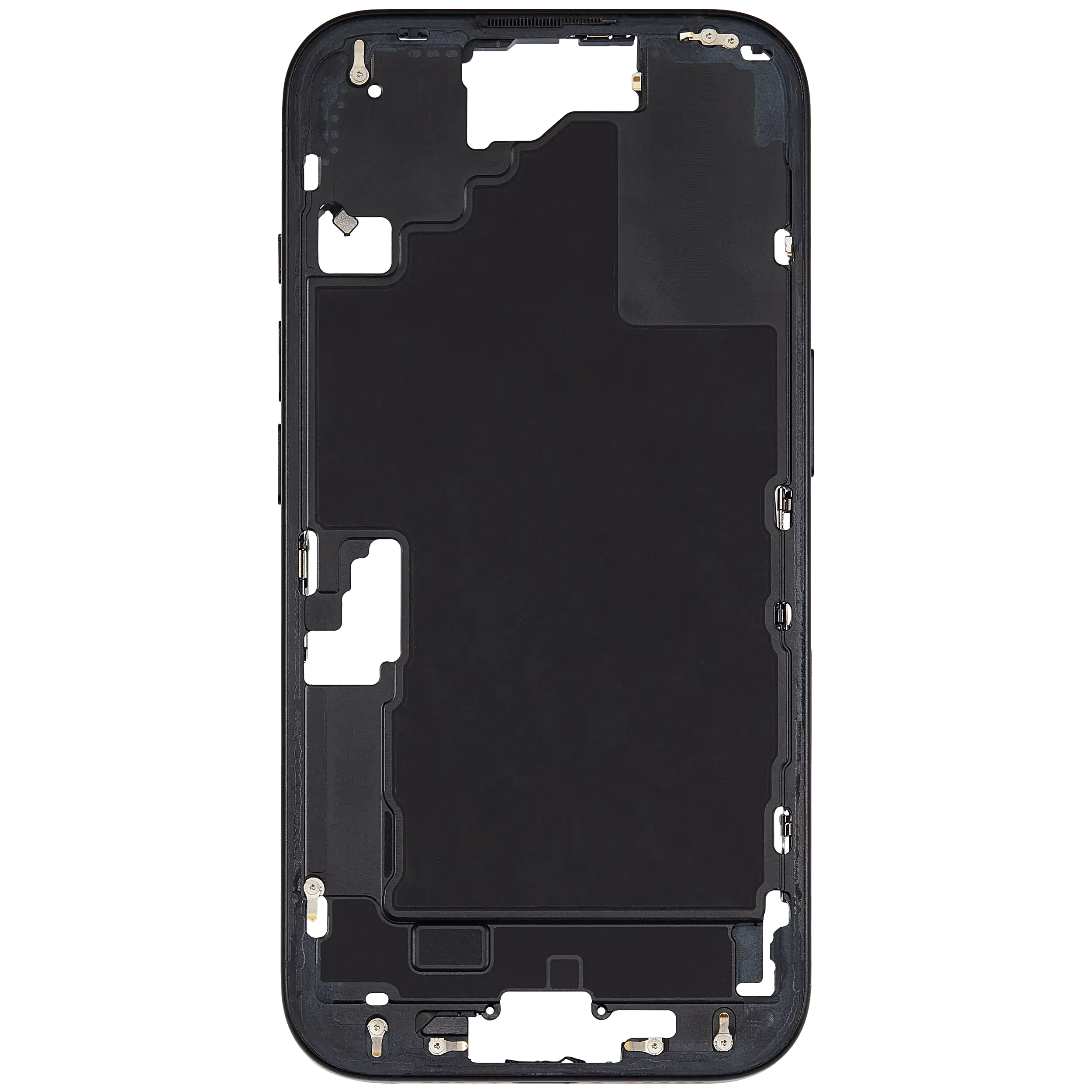 Mid-Frame Housing With Power And Volume Button Compatible For iPhone 16 (US Version) (Used OEM Pull: Grade A) (Black)