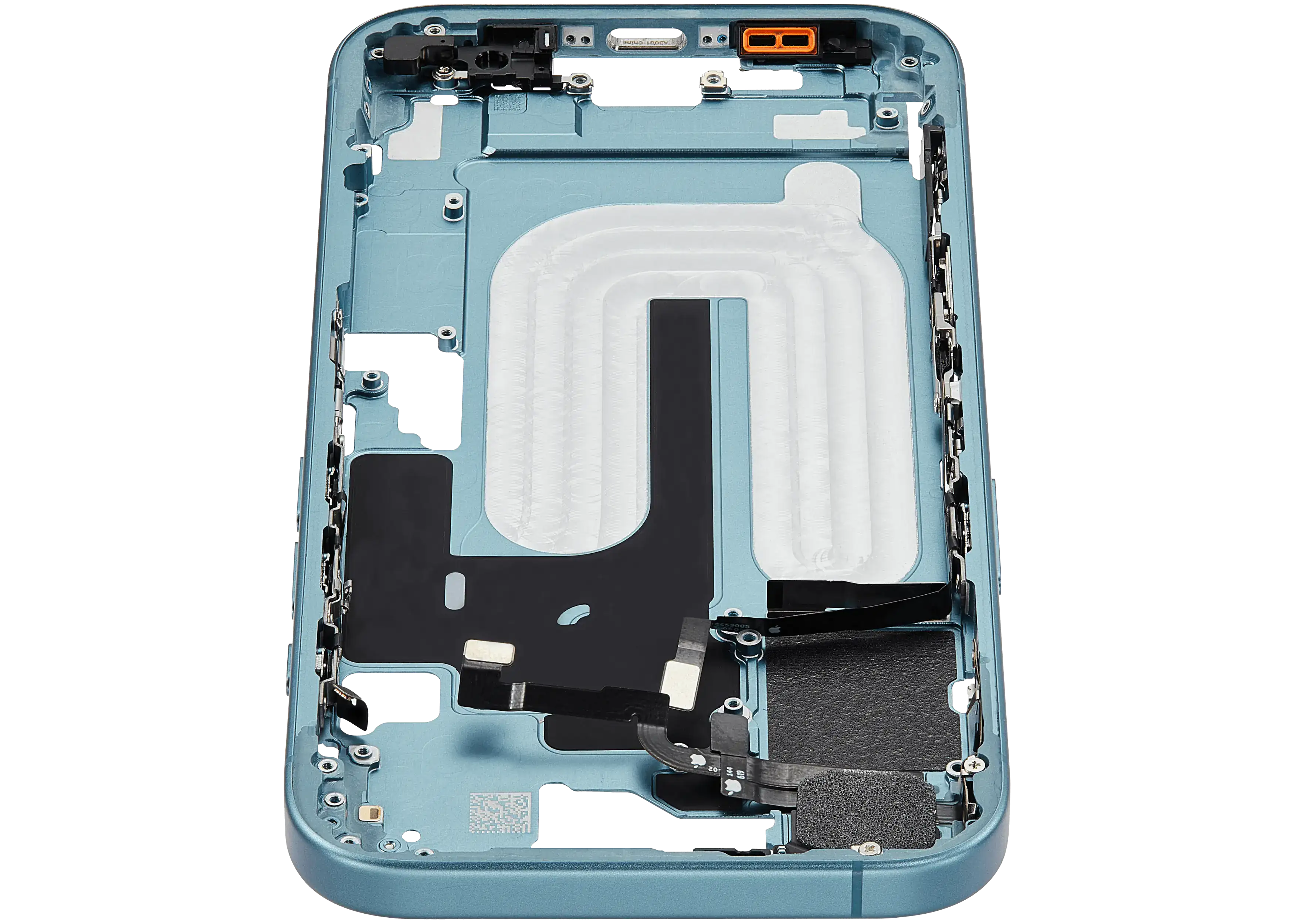 Mid-Frame Housing With Power And Volume Button Compatible For iPhone 16 (US Version) (Used OEM Pull: Grade A) (Teal)