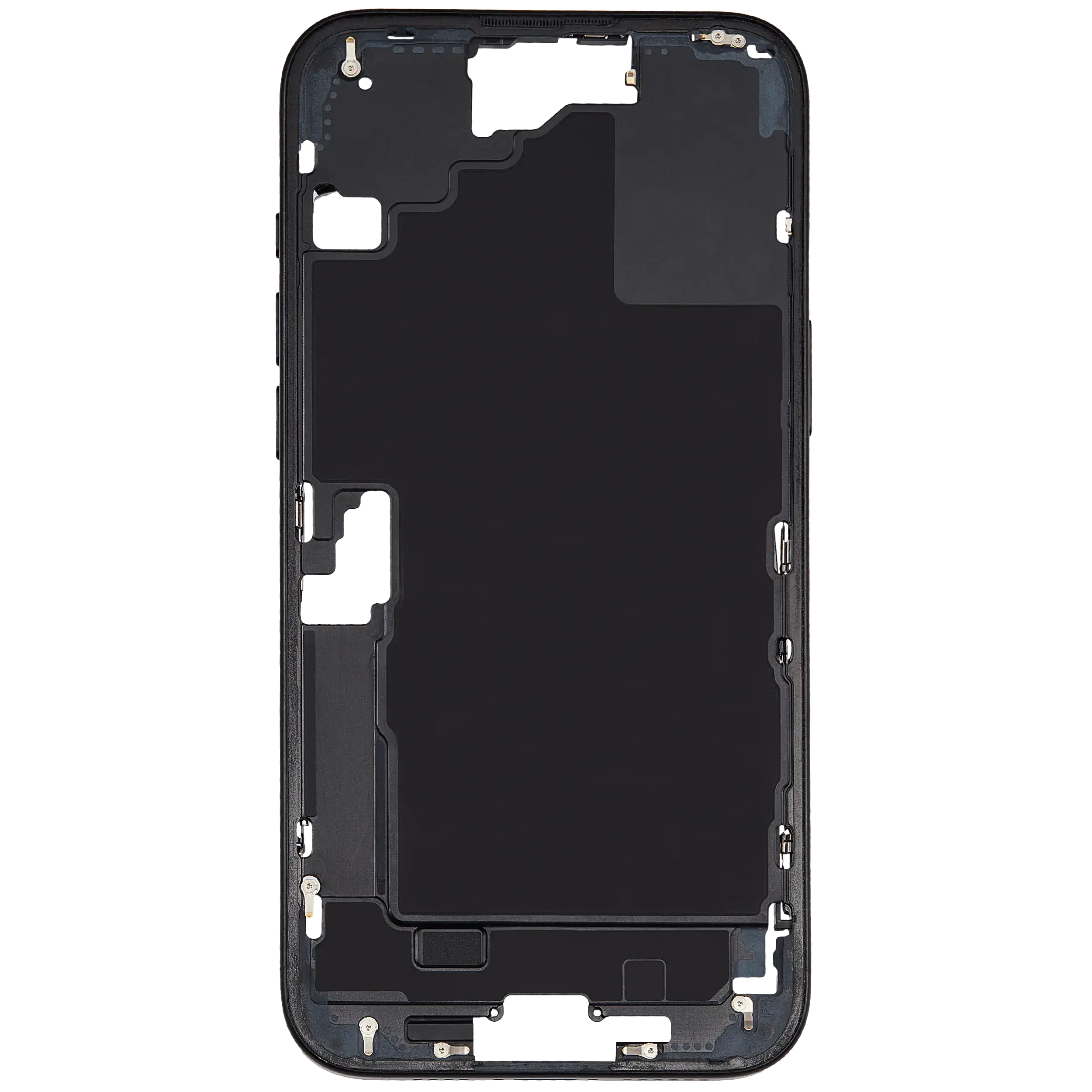 Mid-Frame Housing With Power And Volume Button Compatible For iPhone 16 Plus (US Version) (Used OEM Pull: Grade A) (Black)