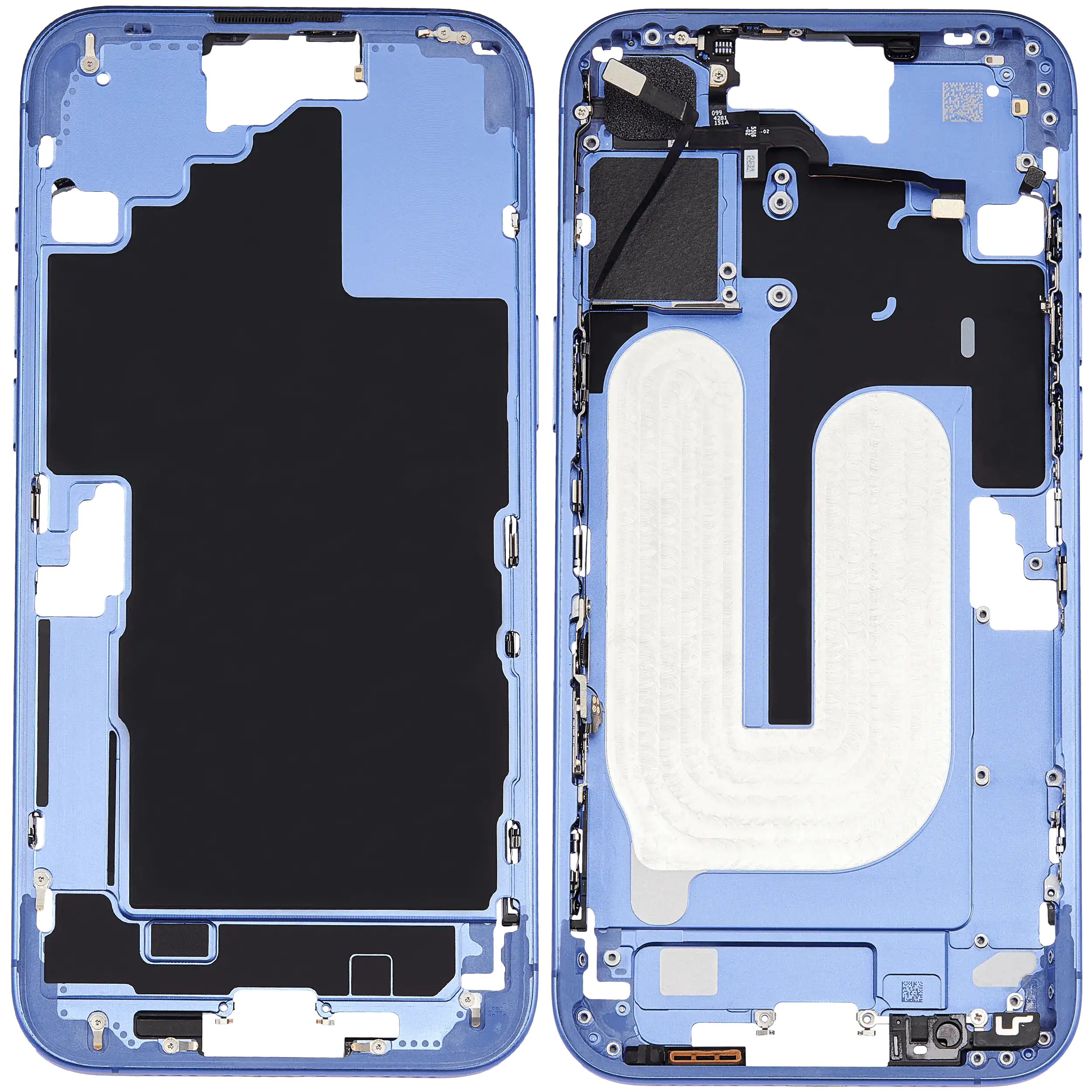 Mid-Frame Housing With Power And Volume Button Compatible For iPhone 16 Plus (US Version) (Used OEM Pull: Grade A) (Ultramarine)