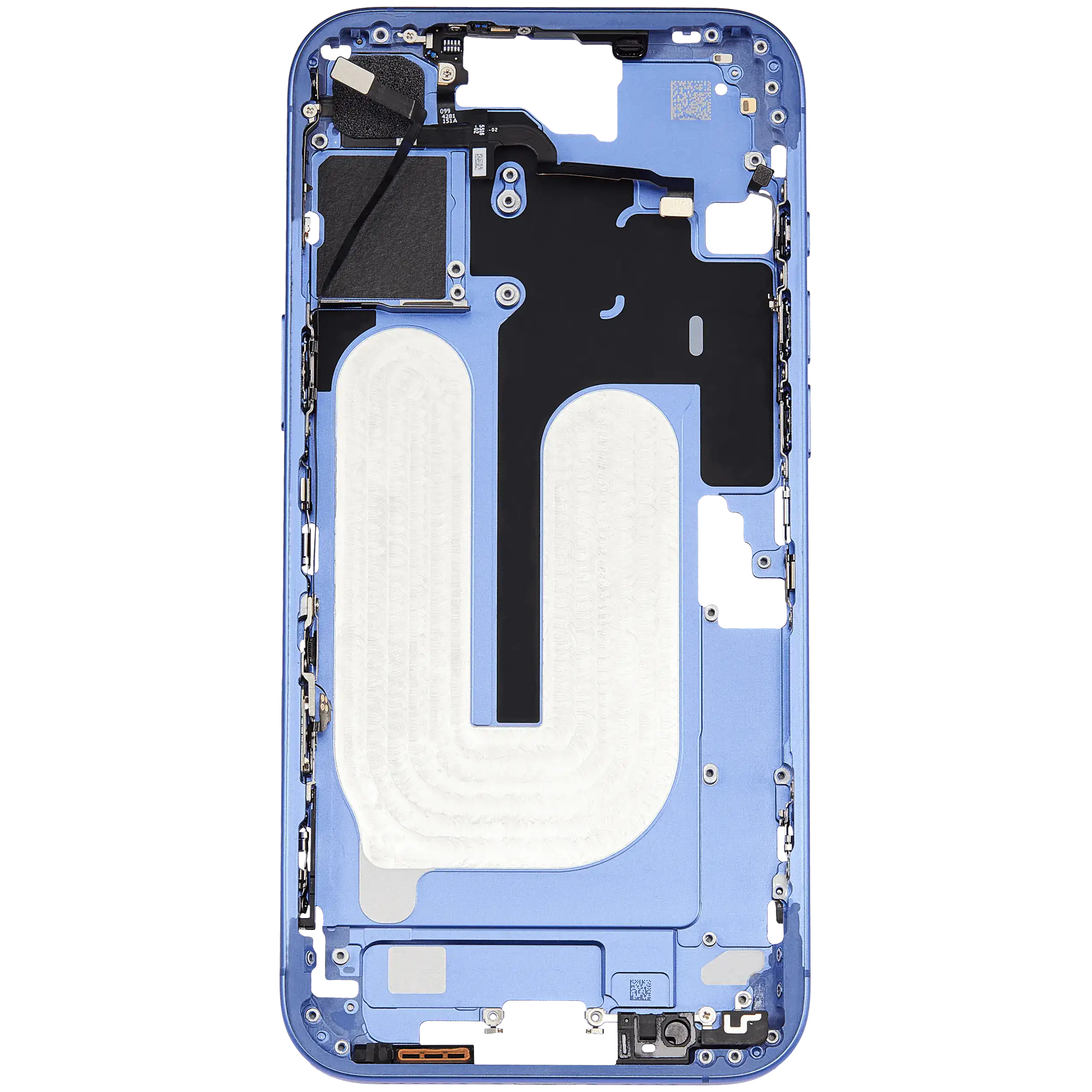 Mid-Frame Housing With Power And Volume Button Compatible For iPhone 16 Plus (US Version) (Used OEM Pull: Grade A) (Ultramarine)