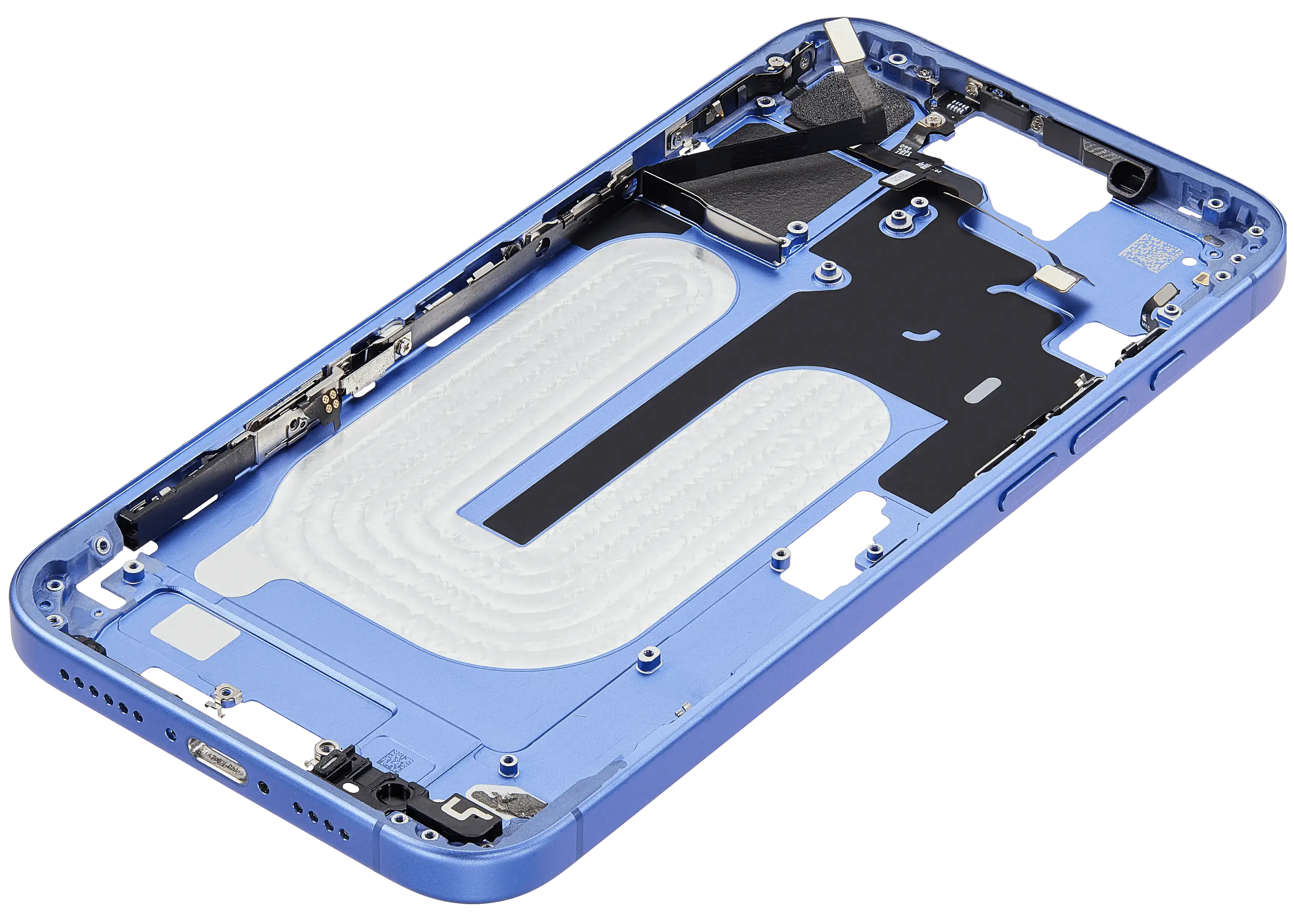 Mid-Frame Housing With Power And Volume Button Compatible For iPhone 16 Plus (US Version) (Used OEM Pull: Grade A) (Ultramarine)