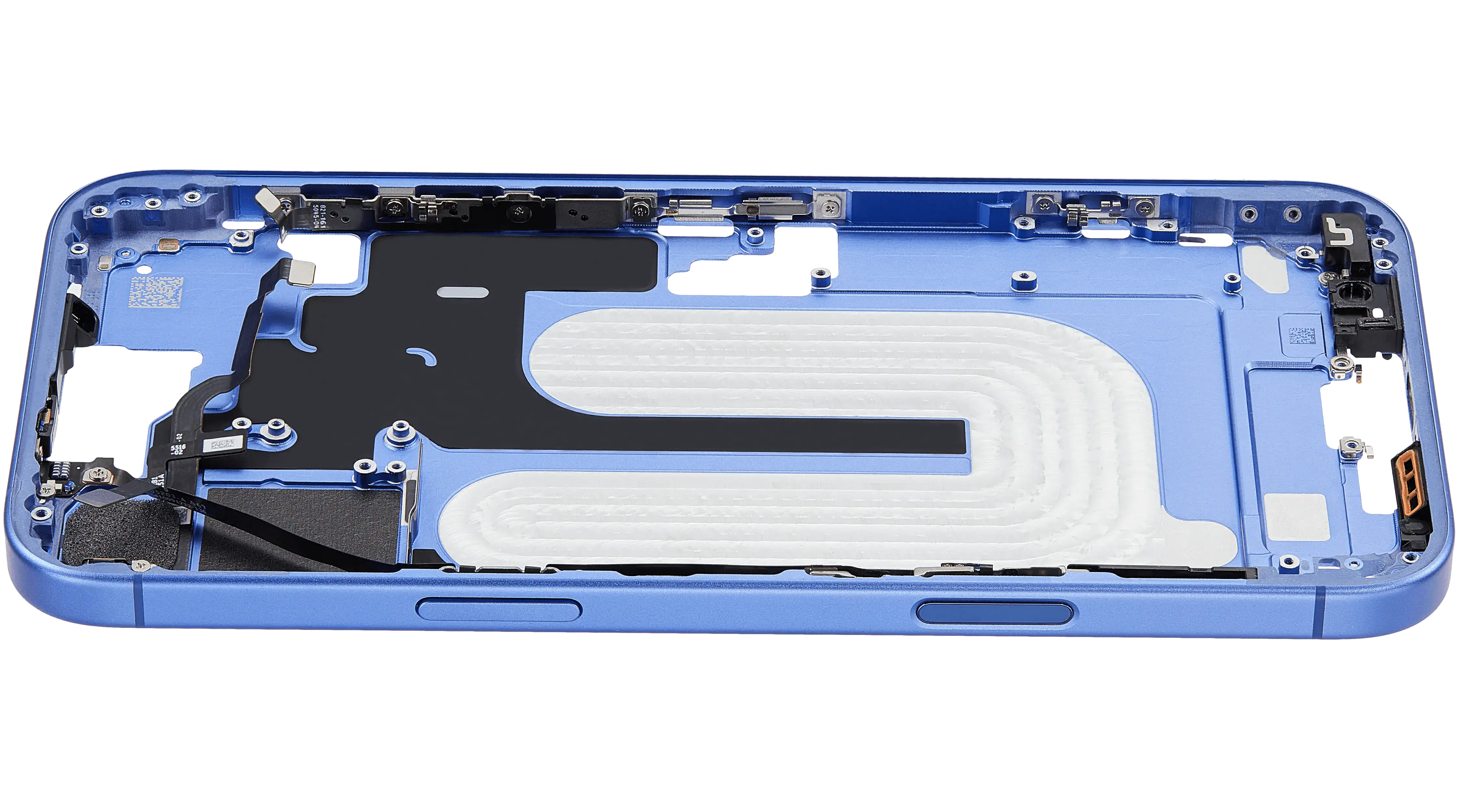 Mid-Frame Housing With Power And Volume Button Compatible For iPhone 16 Plus (US Version) (Used OEM Pull: Grade A) (Ultramarine)