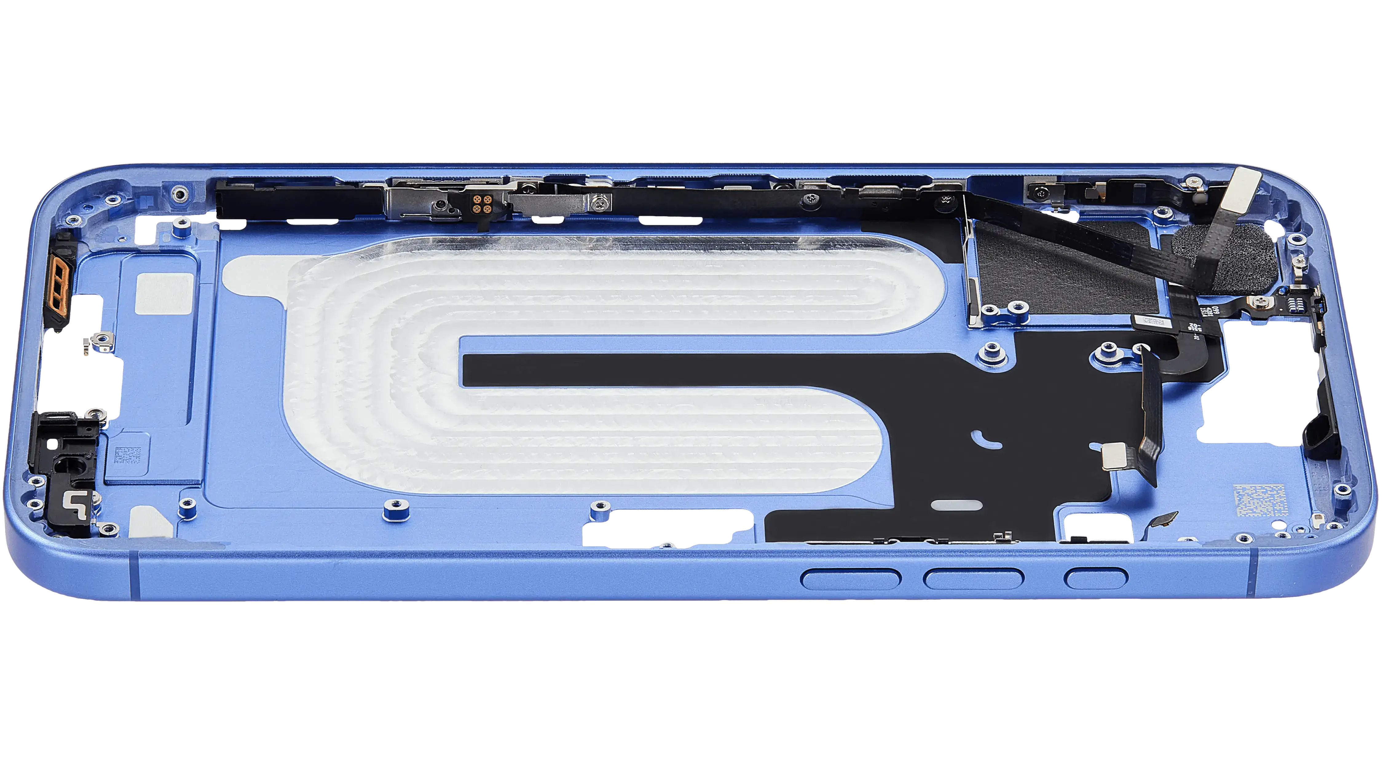 Mid-Frame Housing With Power And Volume Button Compatible For iPhone 16 Plus (US Version) (Used OEM Pull: Grade A) (Ultramarine)