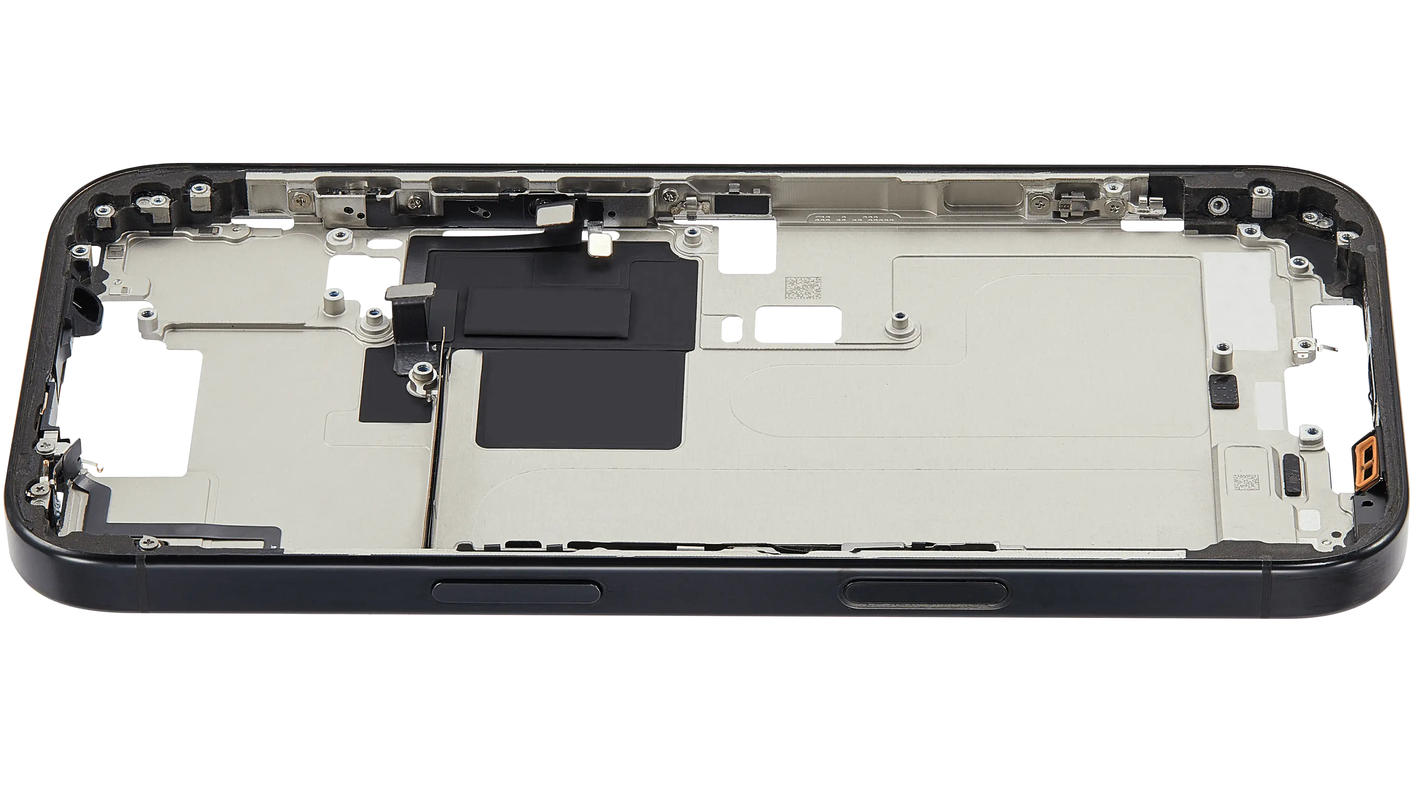 Mid-Frame Housing With Power And Volume Button Compatible For iPhone 16 Pro (US Version) (Used OEM Pull: Grade A) (Black Titanium)