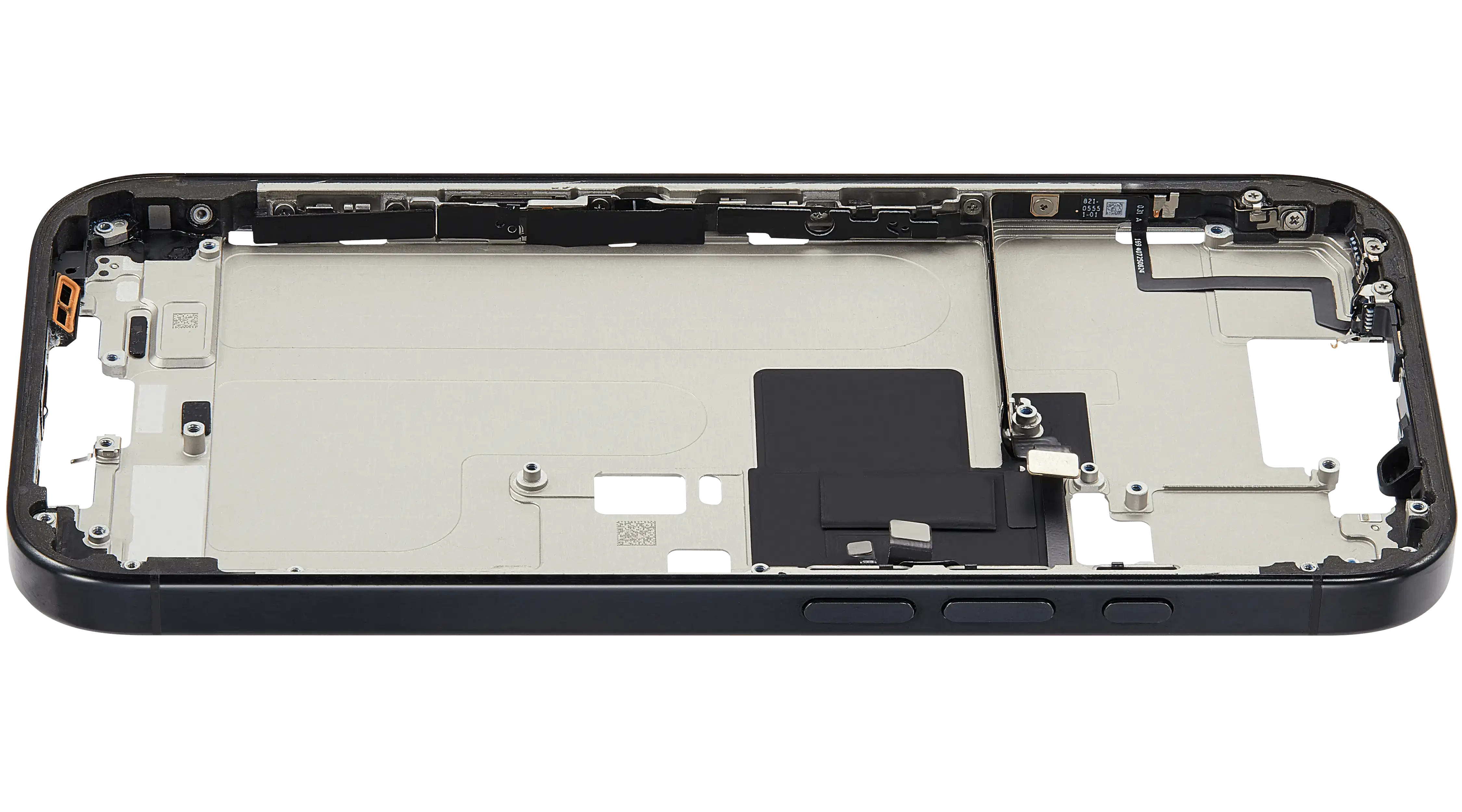 Mid-Frame Housing With Power And Volume Button Compatible For iPhone 16 Pro (US Version) (Used OEM Pull: Grade A) (Black Titanium)