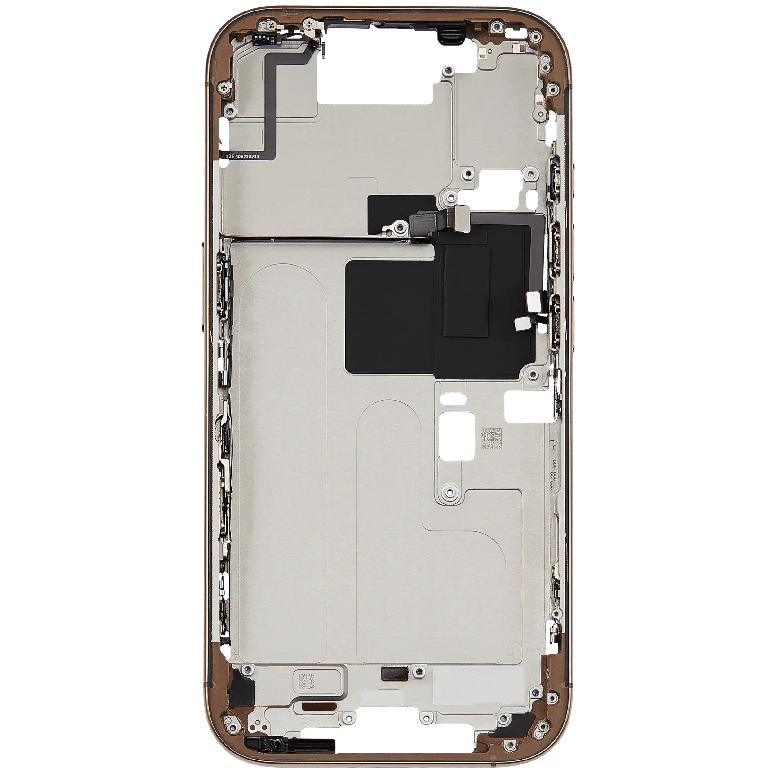 Mid-Frame Housing With Power And Volume Button Compatible For iPhone 16 Pro (US Version) (Used OEM Pull: Grade A) (Desert Titanium)
