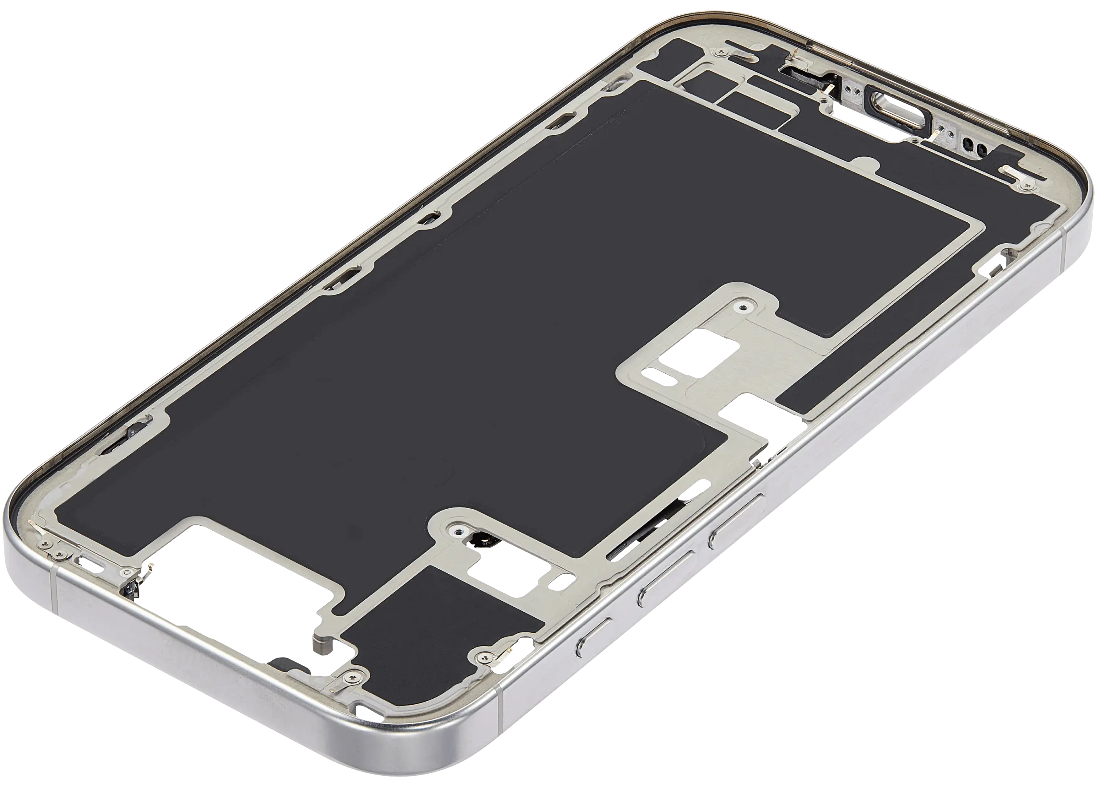 Mid-Frame Housing With Power And Volume Button Compatible For iPhone 16 Pro (US Version) (Used OEM Pull: Grade A) (Natural Titanium)