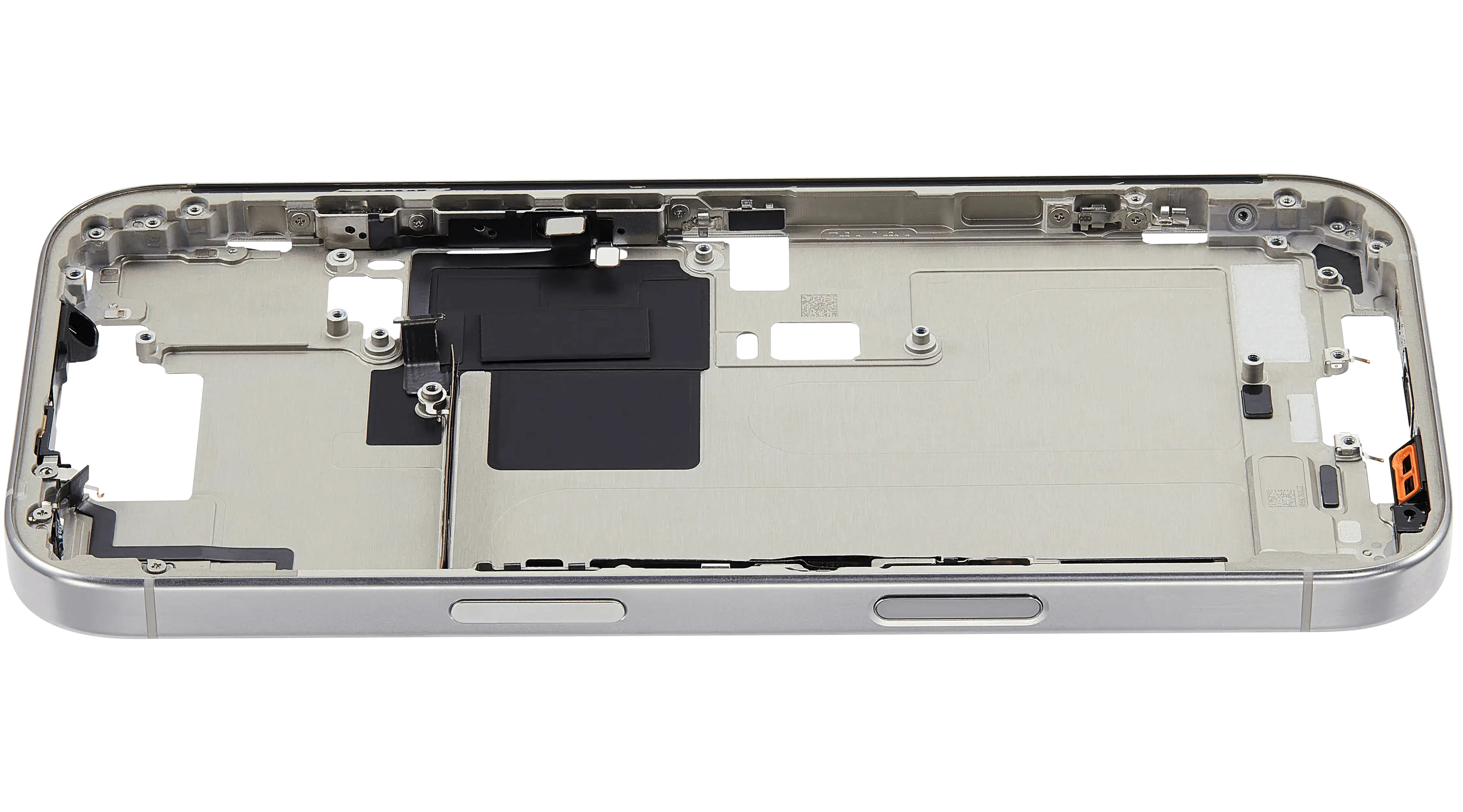 Mid-Frame Housing With Power And Volume Button Compatible For iPhone 16 Pro (US Version) (Used OEM Pull: Grade A) (Natural Titanium)