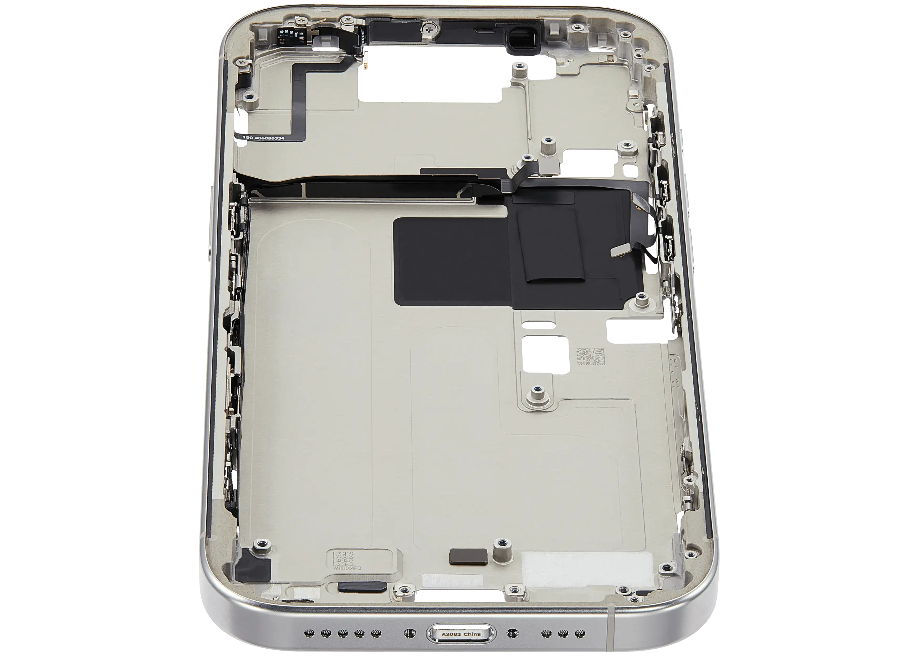 Mid-Frame Housing With Power And Volume Button Compatible For iPhone 16 Pro (US Version) (Used OEM Pull: Grade A) (White Titanium)