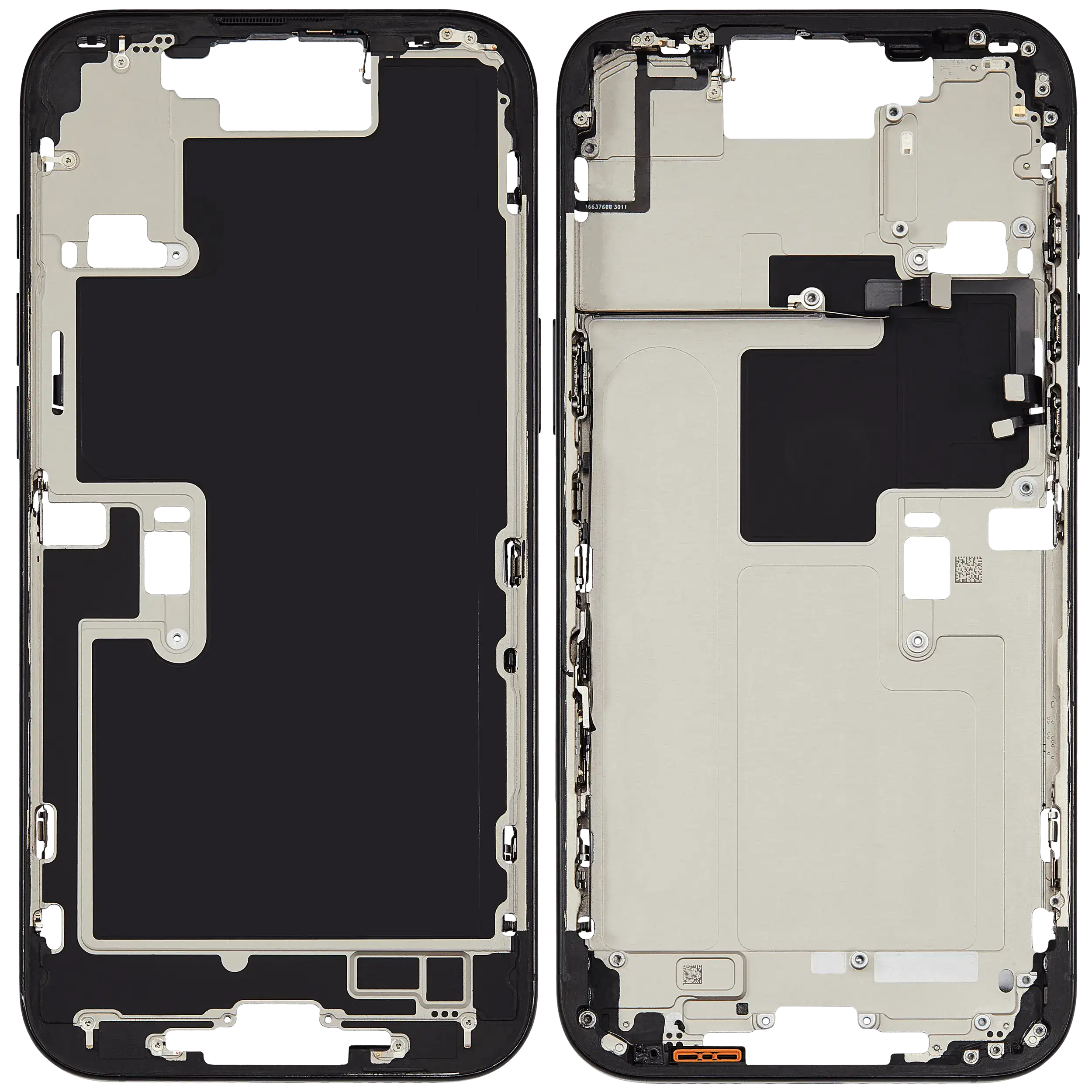 Mid-Frame Housing With Power And Volume Button Compatible For iPhone 16 Pro max (US Version) (Used OEM Pull: Grade A) (Black Titanium)