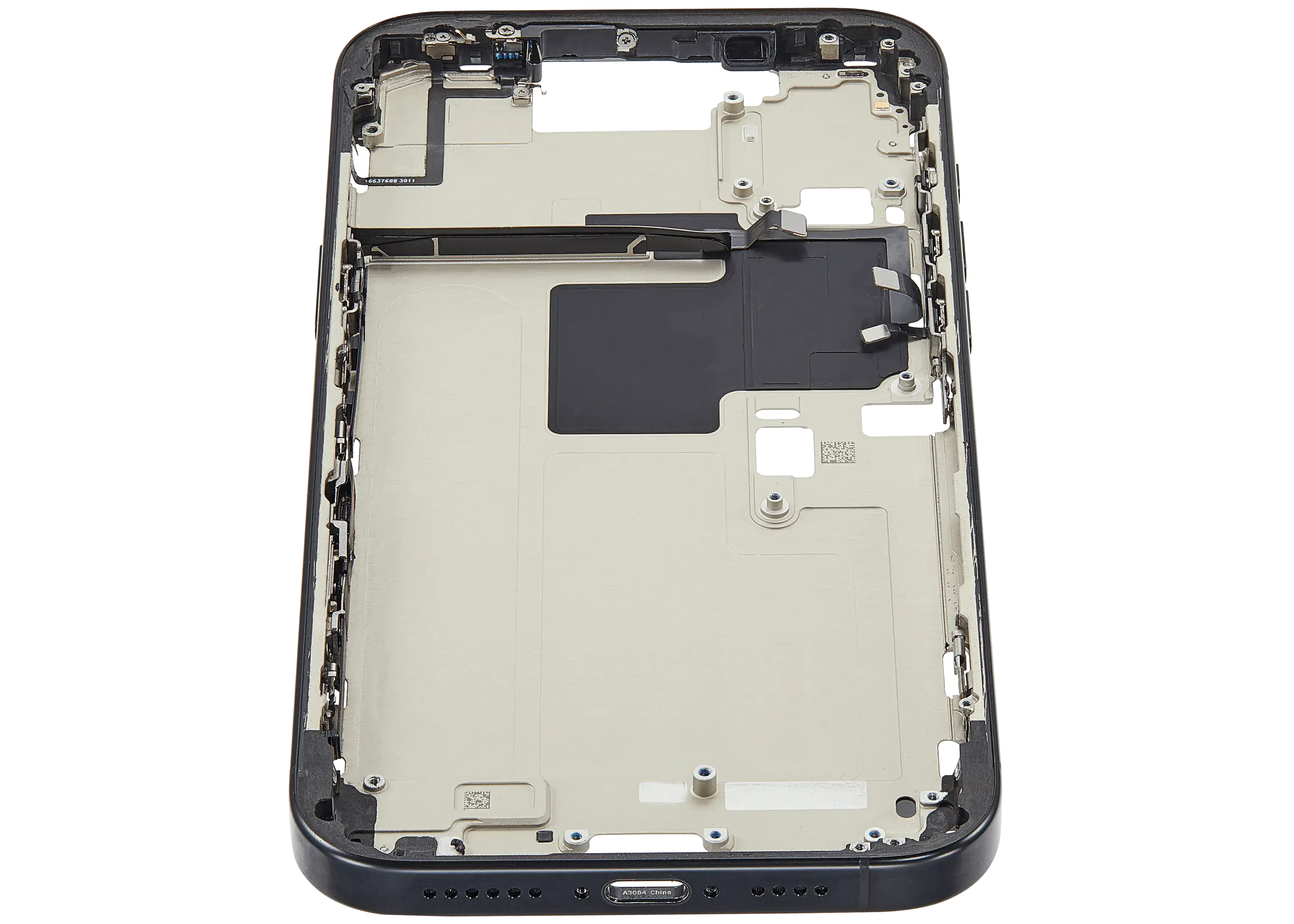 Mid-Frame Housing With Power And Volume Button Compatible For iPhone 16 Pro max (US Version) (Used OEM Pull: Grade A) (Black Titanium)