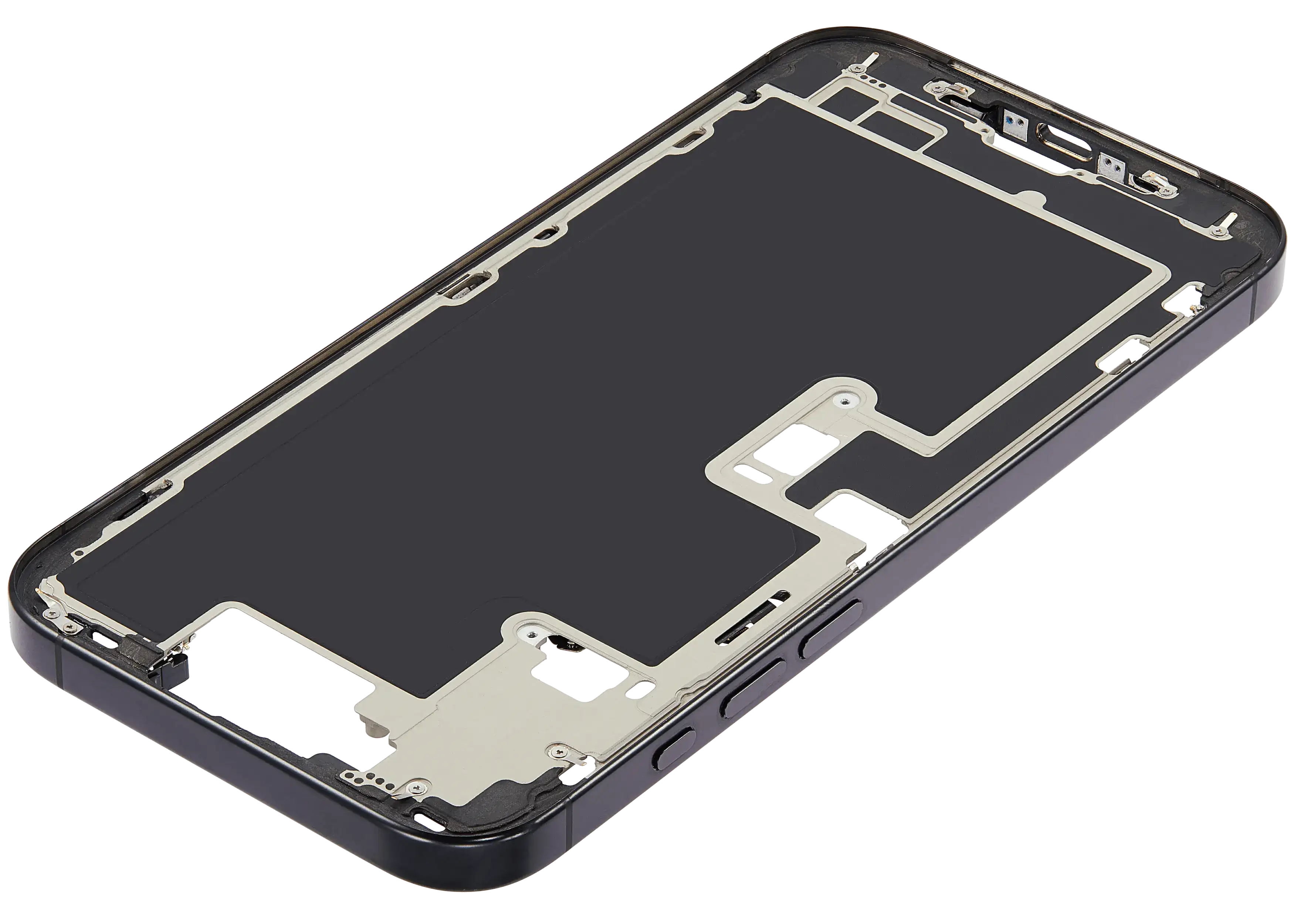 Mid-Frame Housing With Power And Volume Button Compatible For iPhone 16 Pro max (US Version) (Used OEM Pull: Grade A) (Black Titanium)