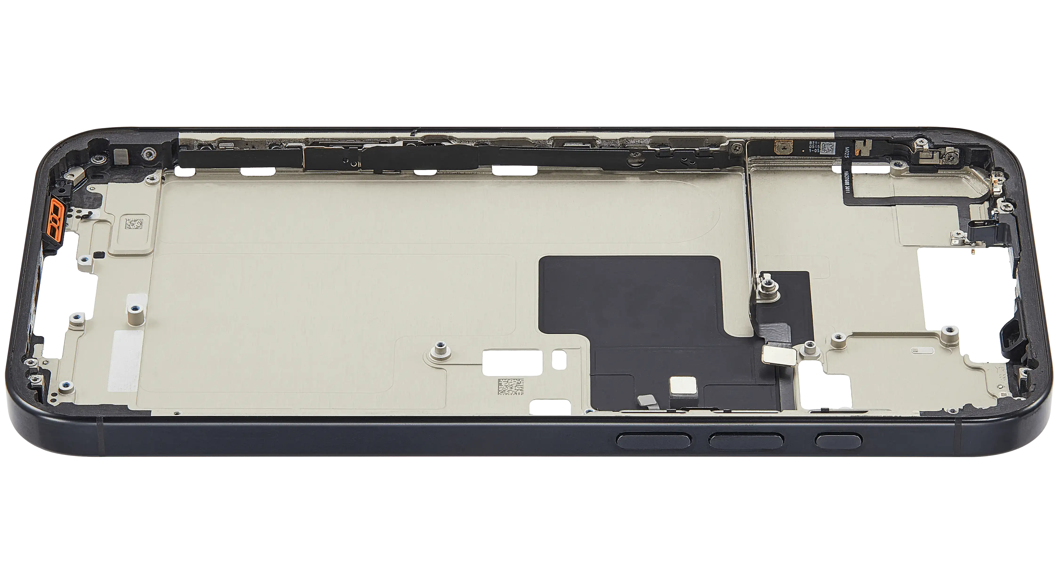 Mid-Frame Housing With Power And Volume Button Compatible For iPhone 16 Pro max (US Version) (Used OEM Pull: Grade A) (Black Titanium)