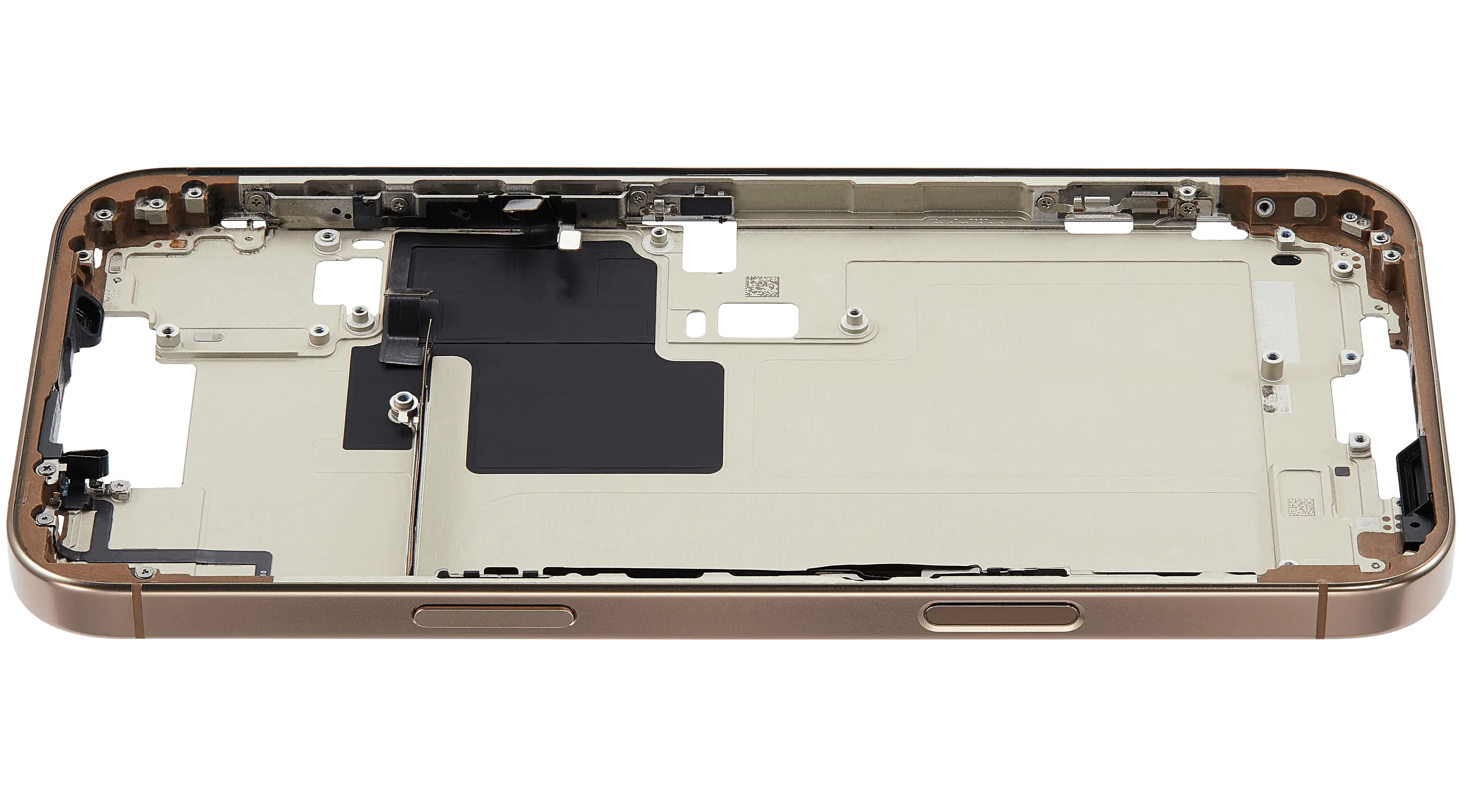 Mid-Frame Housing With Power And Volume Button Compatible For iPhone 16 Pro max (US Version) (Used OEM Pull: Grade A) (Desert Titanium)