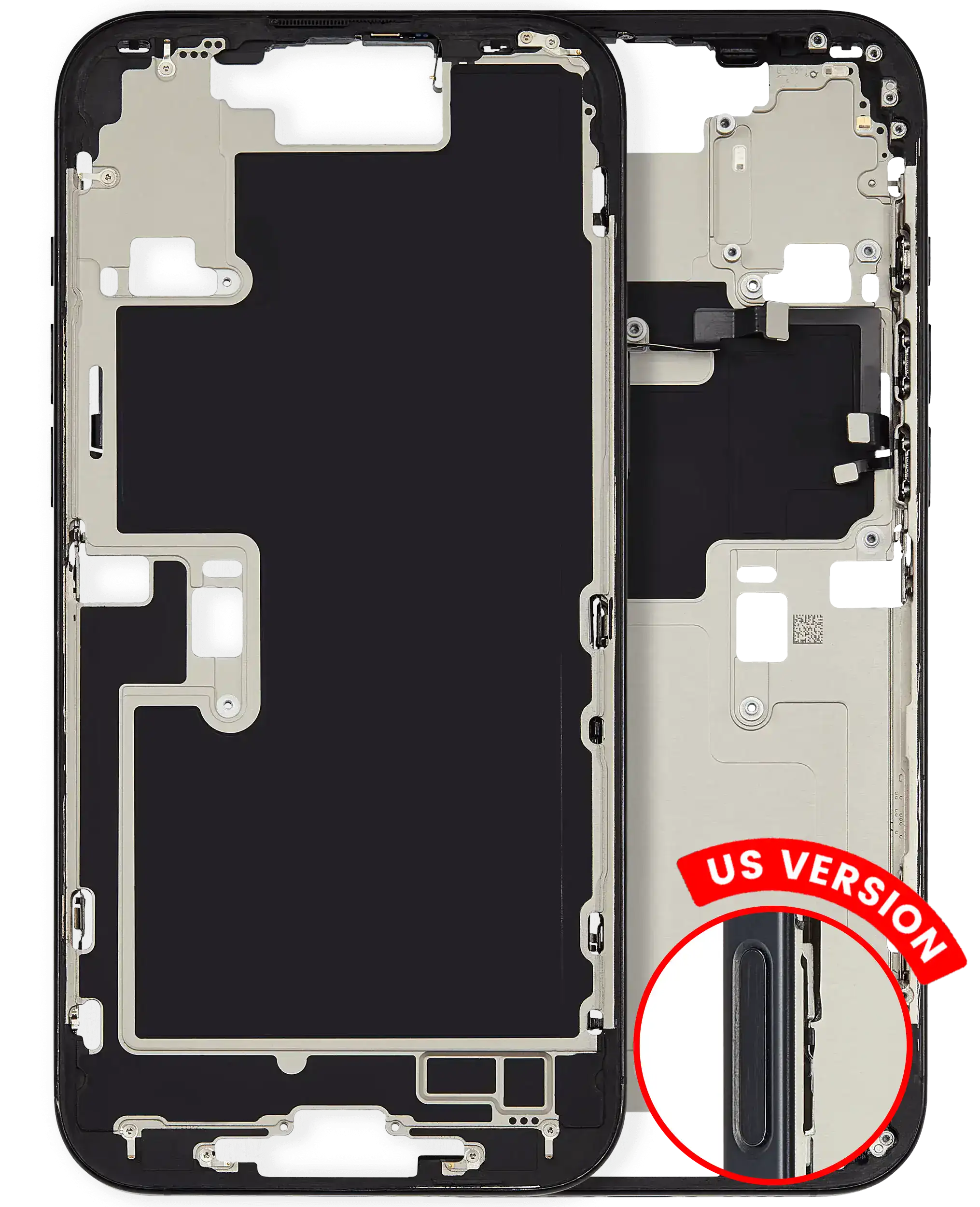 Mid-Frame Housing With Power And Volume Button Compatible For iPhone 16 Pro max (US Version) (Used OEM Pull: Grade A) (Black Titanium)