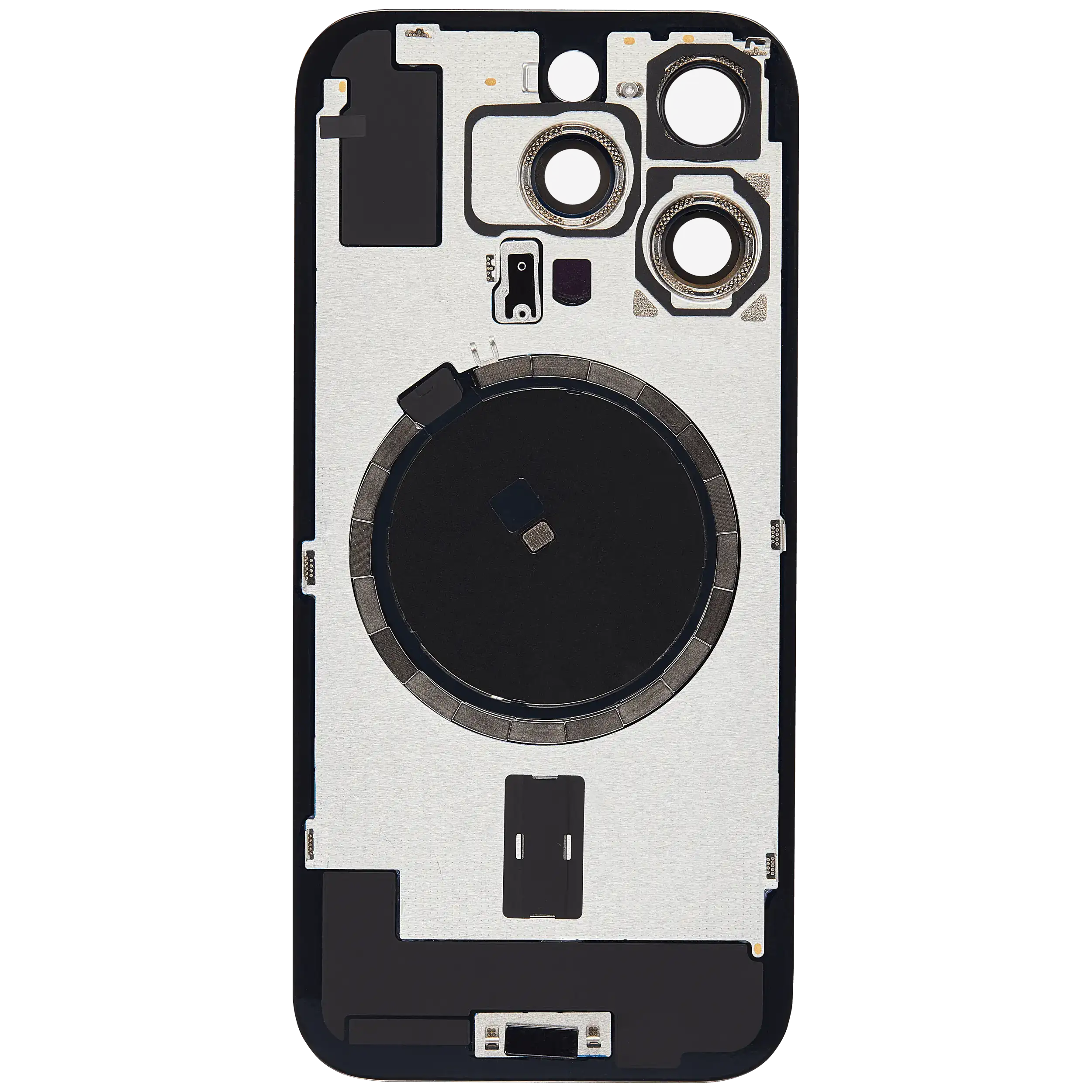 Back Glass With Steel Plate With MagSafe Magnet Pre-Installed Compatible For iPhone 16 Pro (No Logo) (White Titanium)