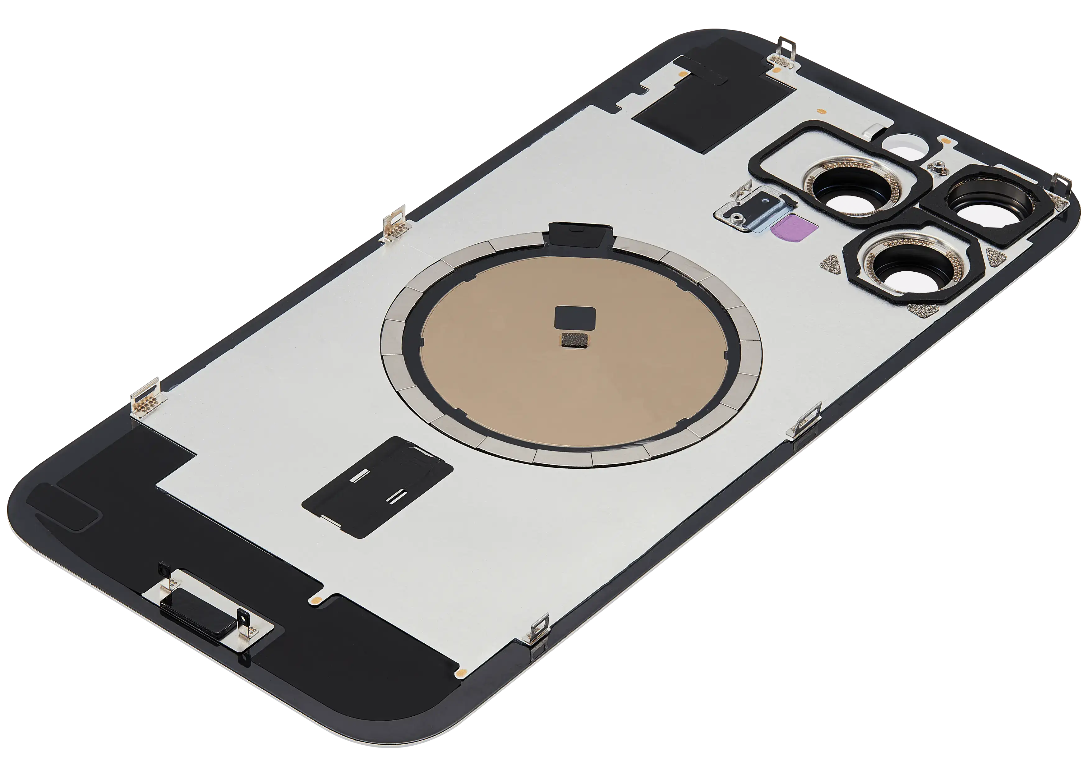 Back Glass With Steel Plate With MagSafe Magnet Pre-Installed Compatible For iPhone 16 Pro Max (No Logo) (White Titanium)