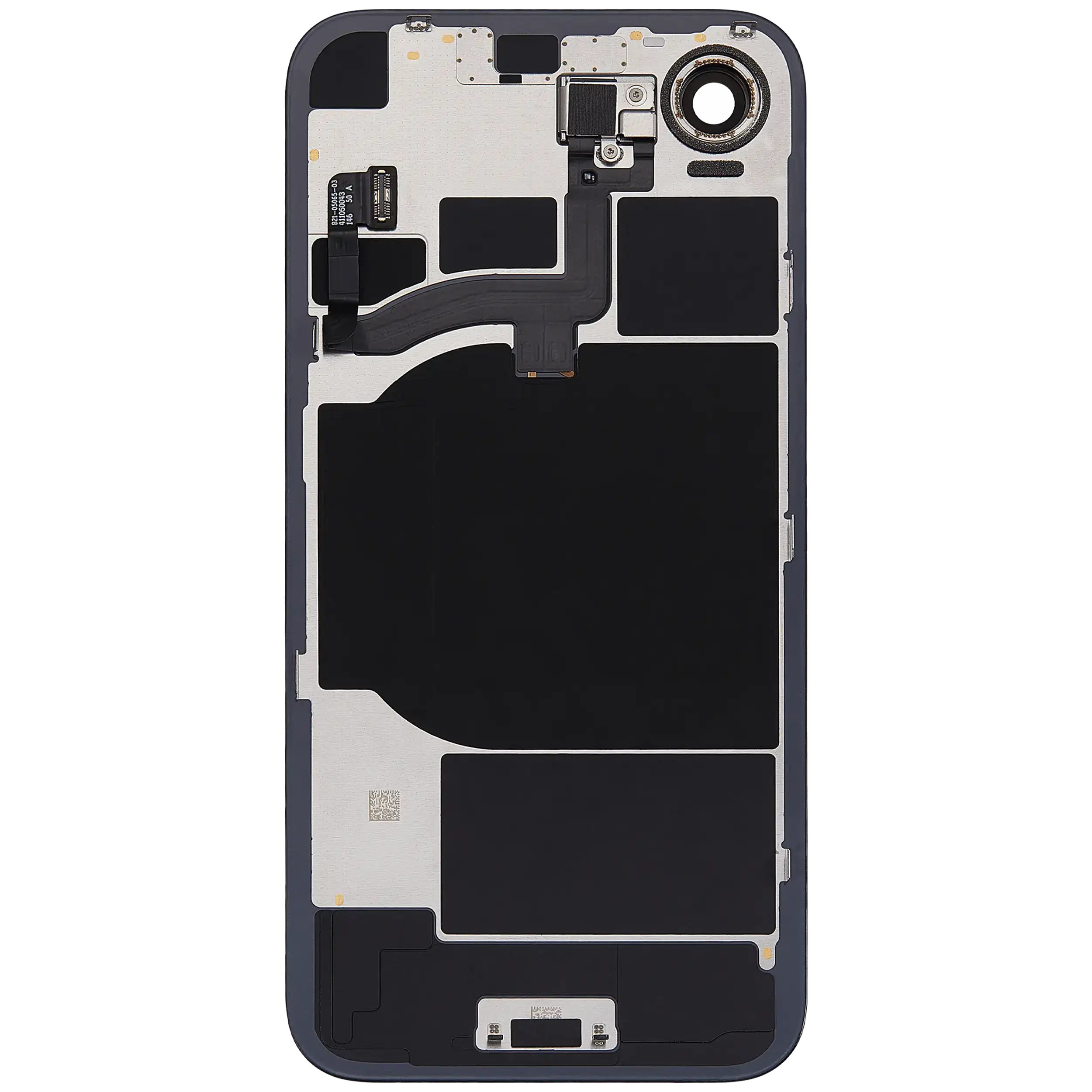 Back Glass With Steel Plate With Wireless NFC Charging MagSafe Magnet & Flashlight Flex Compatible For iPhone 16e (Used OEM Pull: Grade A) (Black)