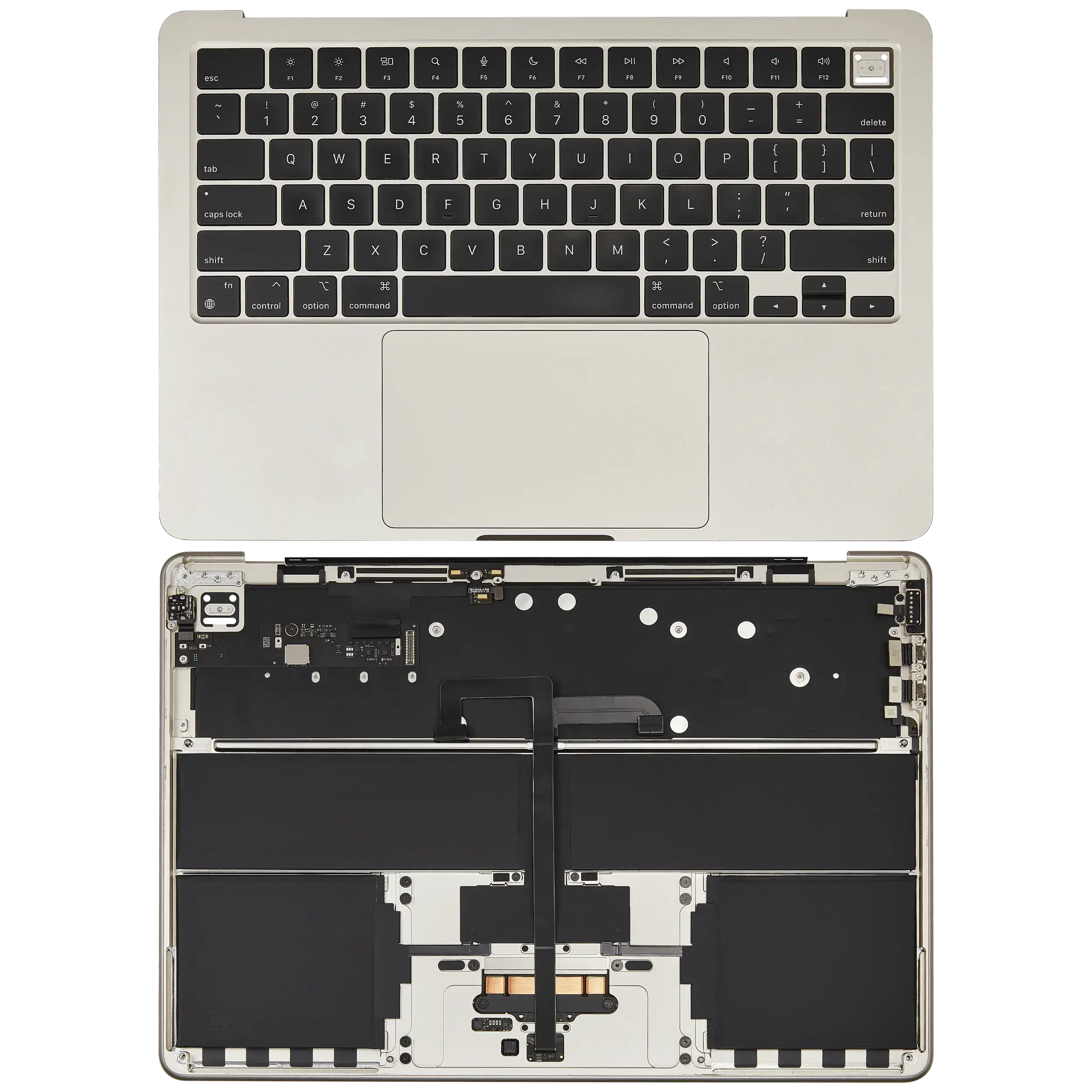 Top Case Assembly With Battery And Keyboard Compatible For MacBook Air 13" (A3113 / Mid 2024) (Starlight) (US Keyboard)