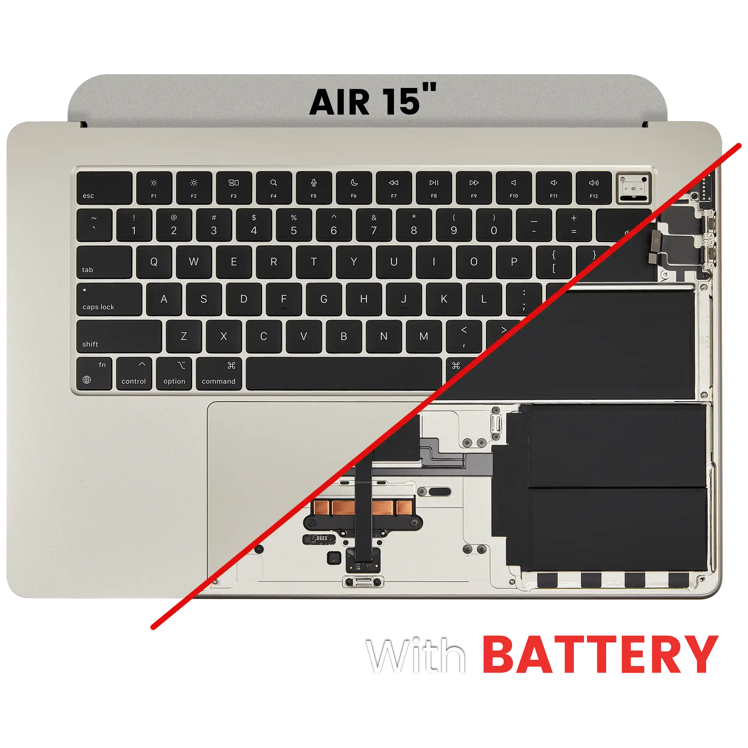 Top Case Assembly With Battery And Keyboard Compatible For MacBook Air 15" (A3114 / Mid 2024) (Starlight) (US Keyboard)