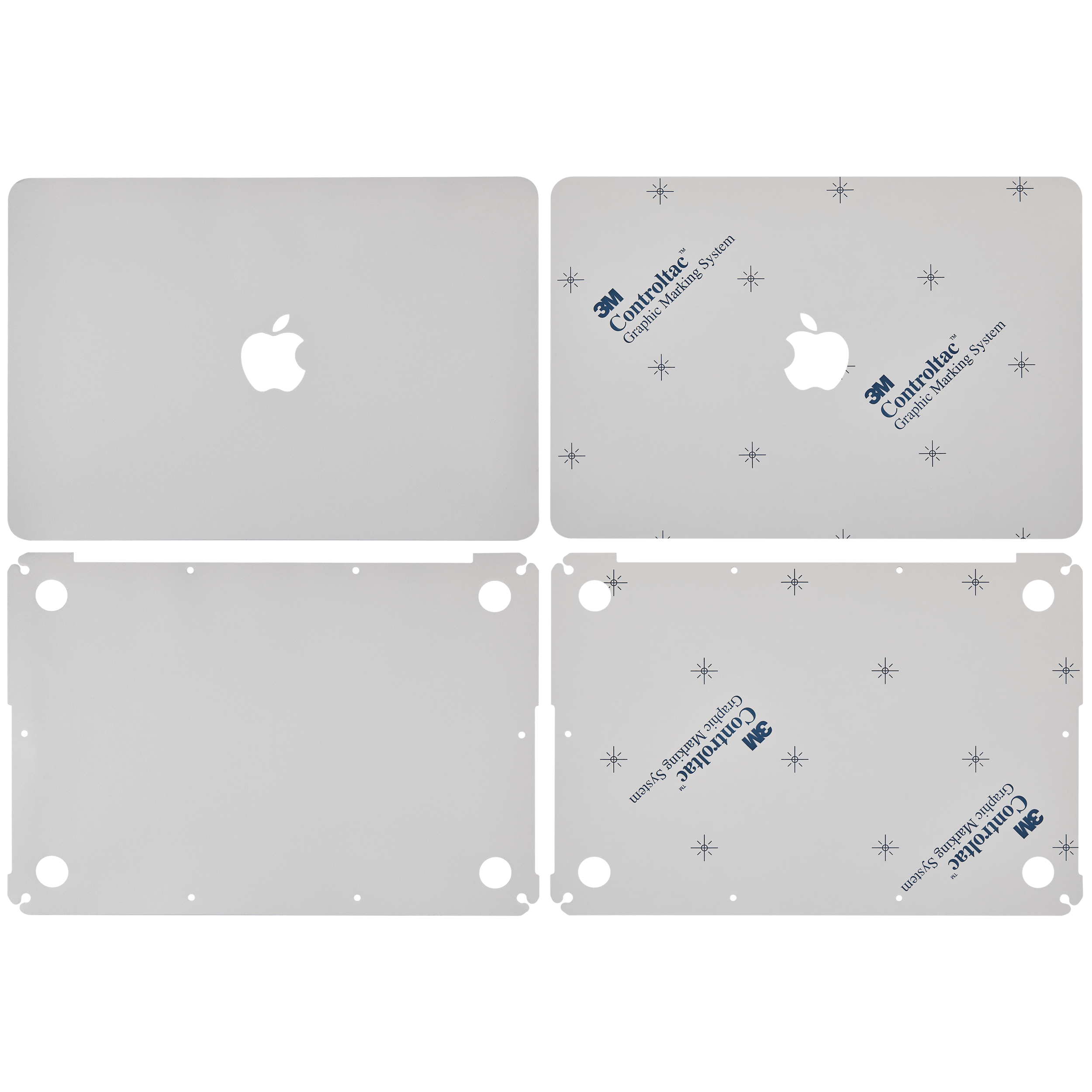 2 in 1 (Top and Bottom) Skin Compatible For Macbook Pro 13" Retina (A1502 / 2015) (A1425 / Mid 2012 / Early 2013) (Silver)