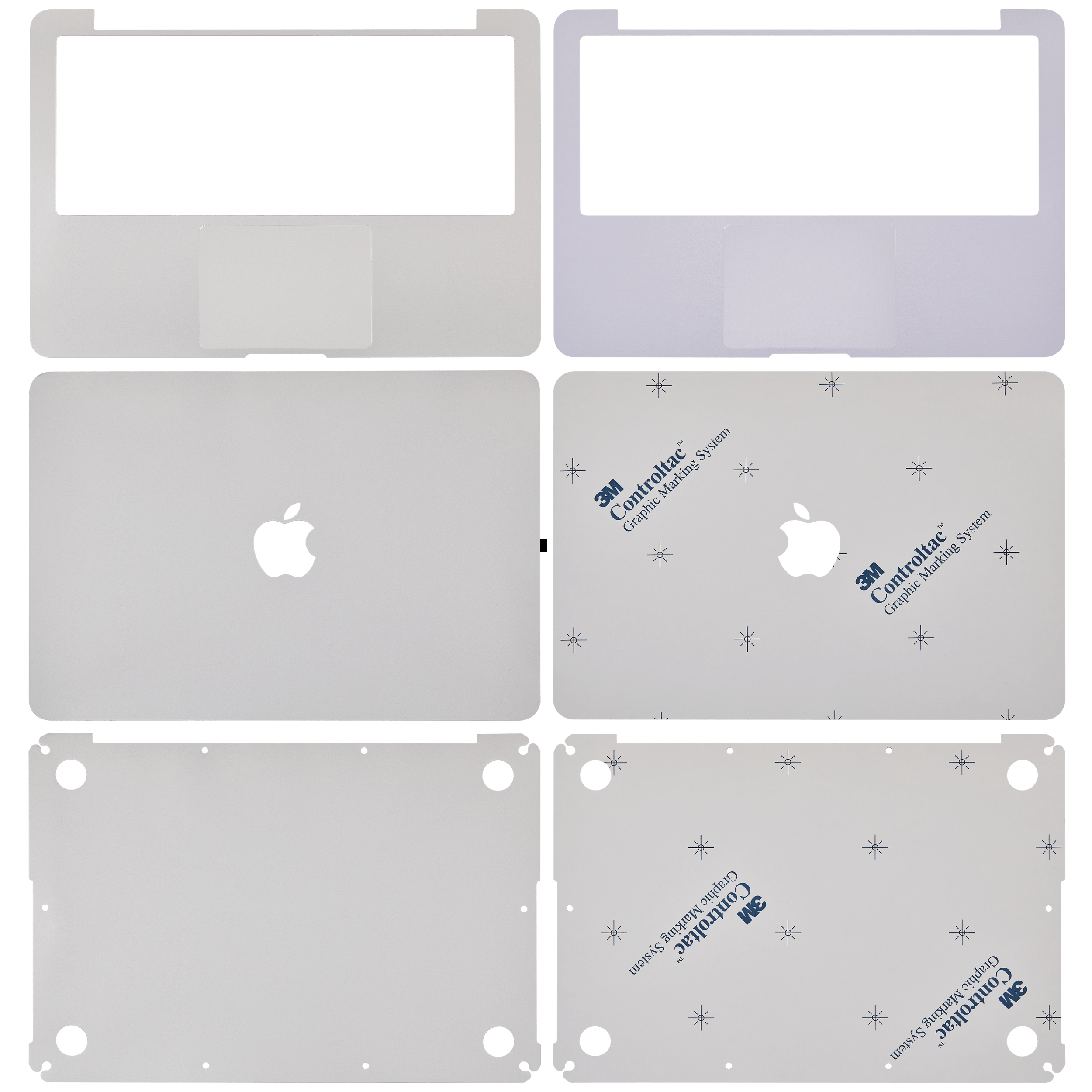 4 in 1 (Top, Bottom, Keyboard, Palm rest) Skin Compatible For Macbook Pro 13" Retina (A1502 / 2015) (A1425 / Mid 2012 / Early 2013) (Silver)