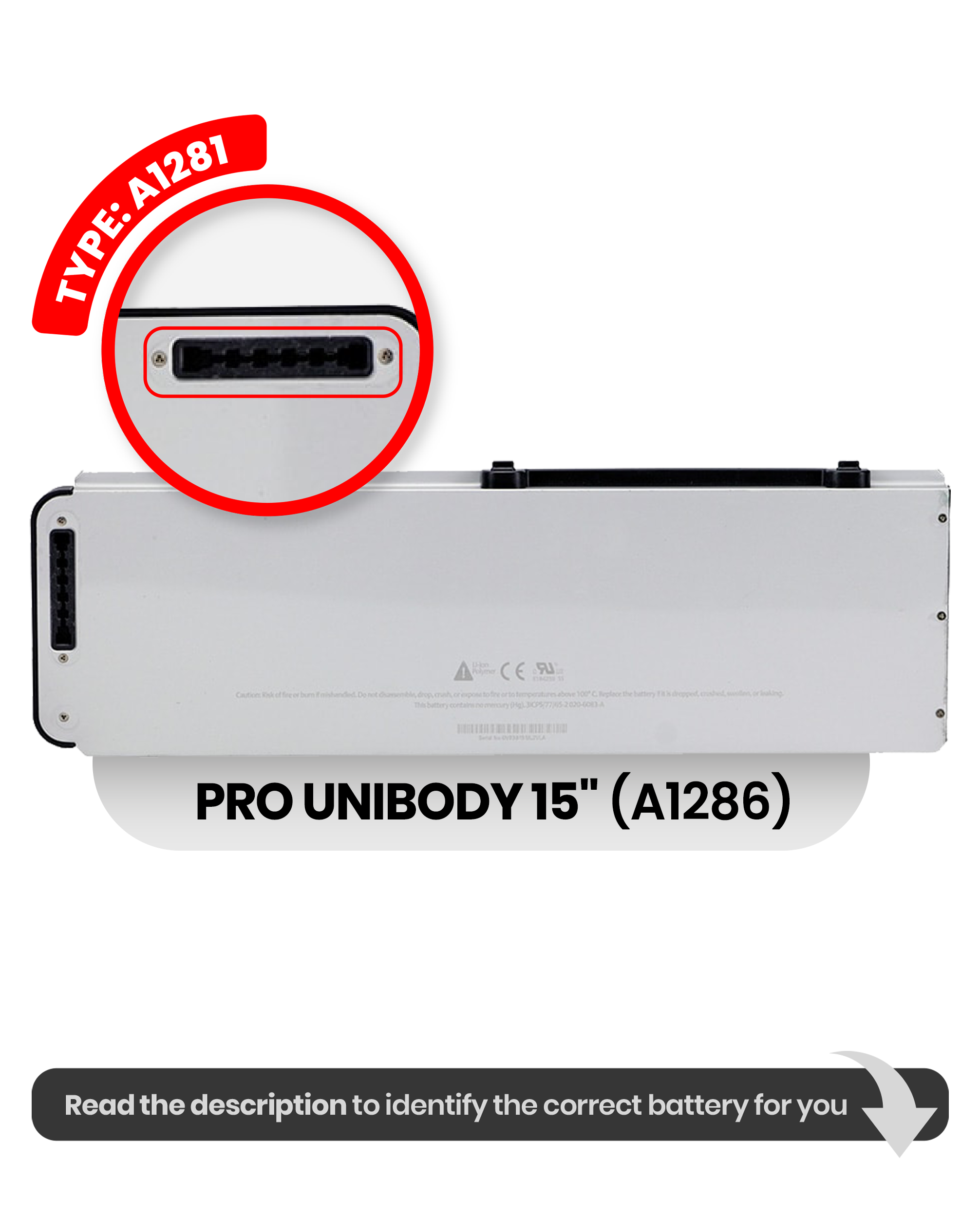 Battery (A1281) Compatible For MacBook Pro Unibody 15" (A1286 / Early 2009 / Late 2008)