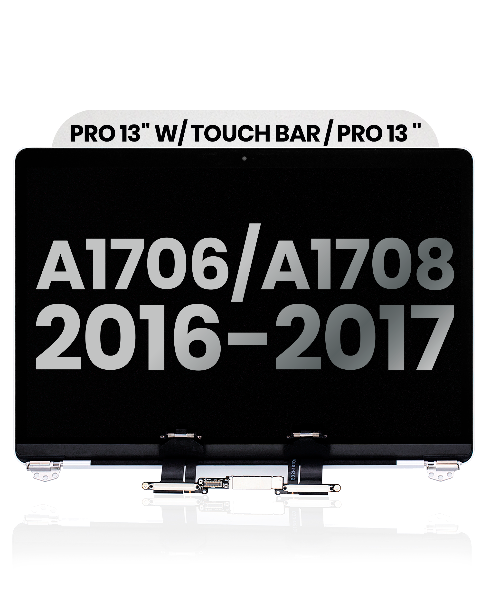 Complete LCD Display Assembly Compatible For MacBook Pro 13" W/ Touch Bar / Pro 13" (A1706 / A1708 / Late 2016 / Mid 2017) (Used OEM Pull: Grade B) (Silver)