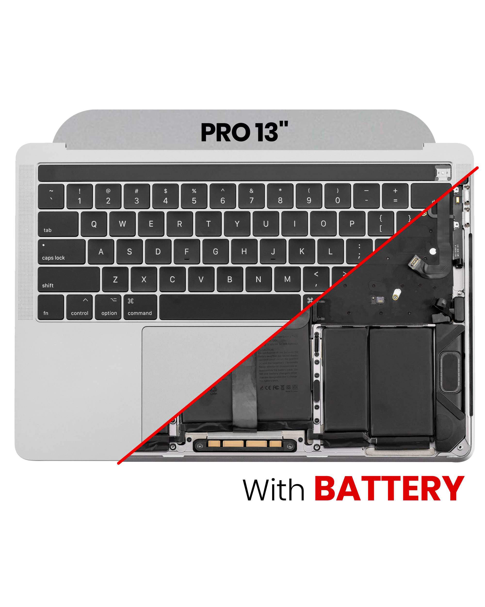 Top Case Assembly (With Battery And Keyboard) Compatible For MacBook Pro 13" (A1989 / Late 2018 / Early 2019) (UK Keyboard) (Used OEM Pull: Grade B/C) (Space Gray)