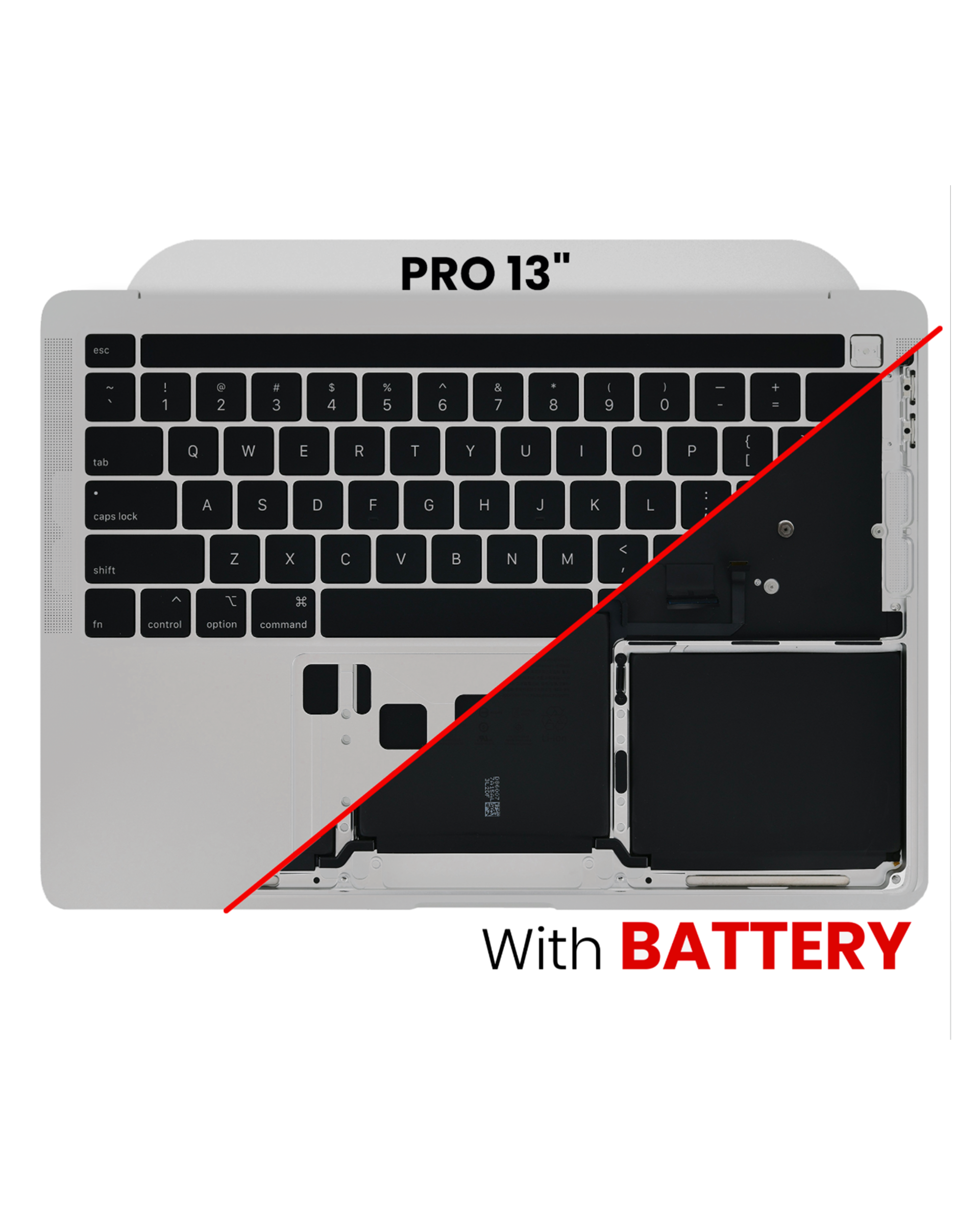 Top Case Assembly With Battery And Keyboard Compatible For MacBook Pro 13" (A2338 / Late 2020) (Used OEM Pull: Grade B/C) (US Keyboard) (Silver)