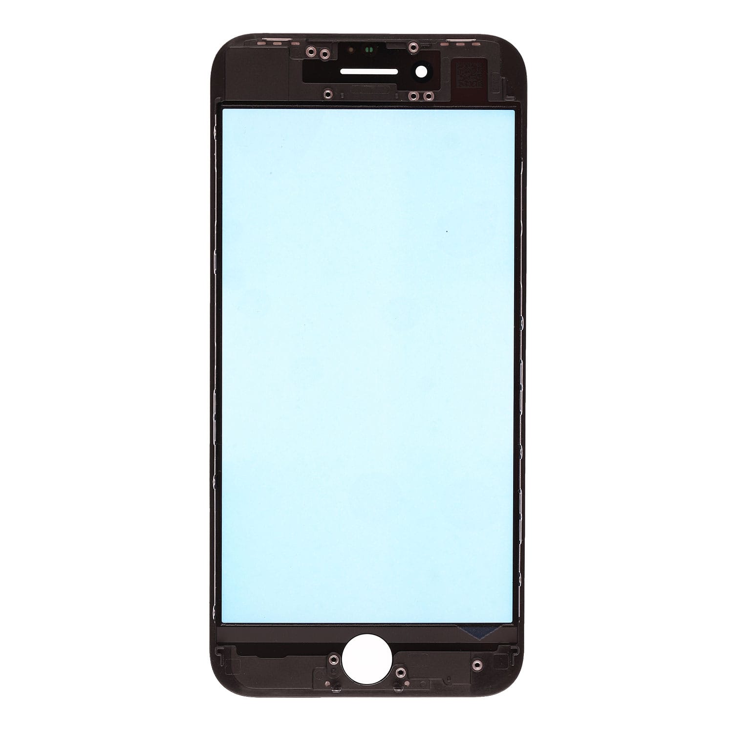 BLACK  FRONT GLASS LENS WITH SUPPORTING FRAME FOR IPHONE 8