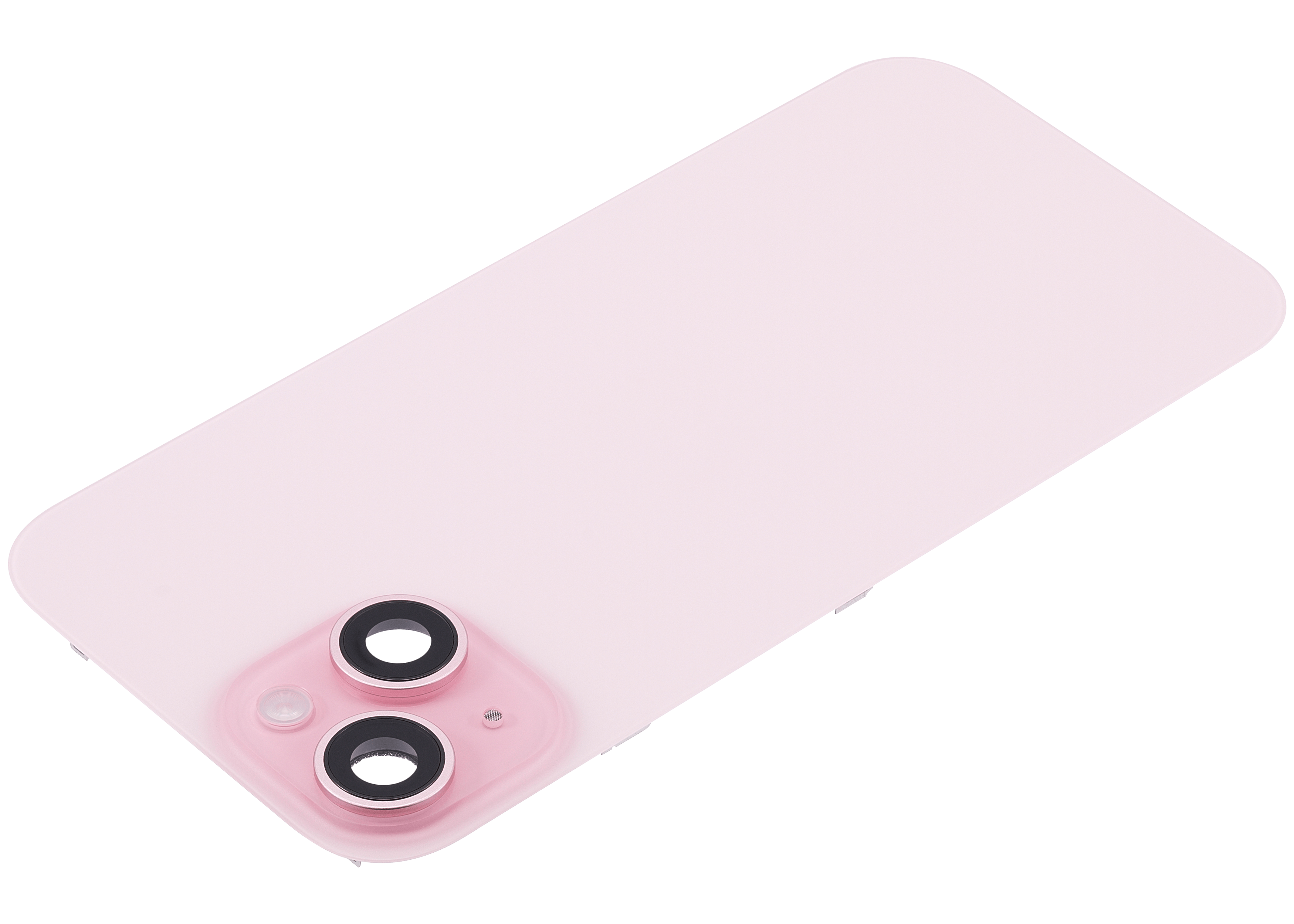 Back Glass With Steel Plate With Wireless NFC Charging MagSafe Magnet & Flashlight Flex Compatible For iPhone 15 (Used OEM Pull: Grade A) (Pink)