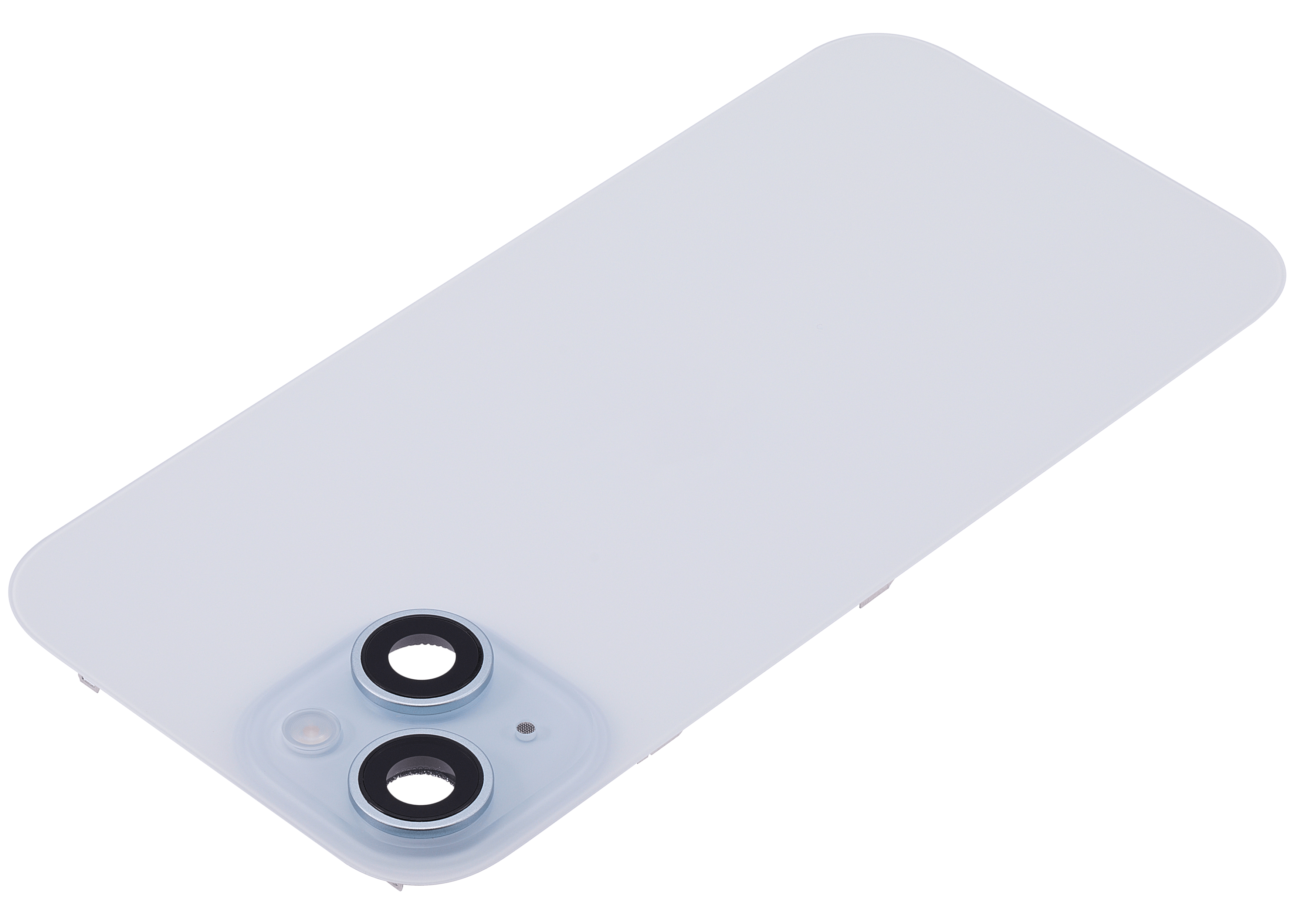 Back Glass With Steel Plate With Wireless NFC Charging MagSafe Magnet & Flashlight Flex Compatible For iPhone 15 (Used OEM Pull: Grade A) (Blue)