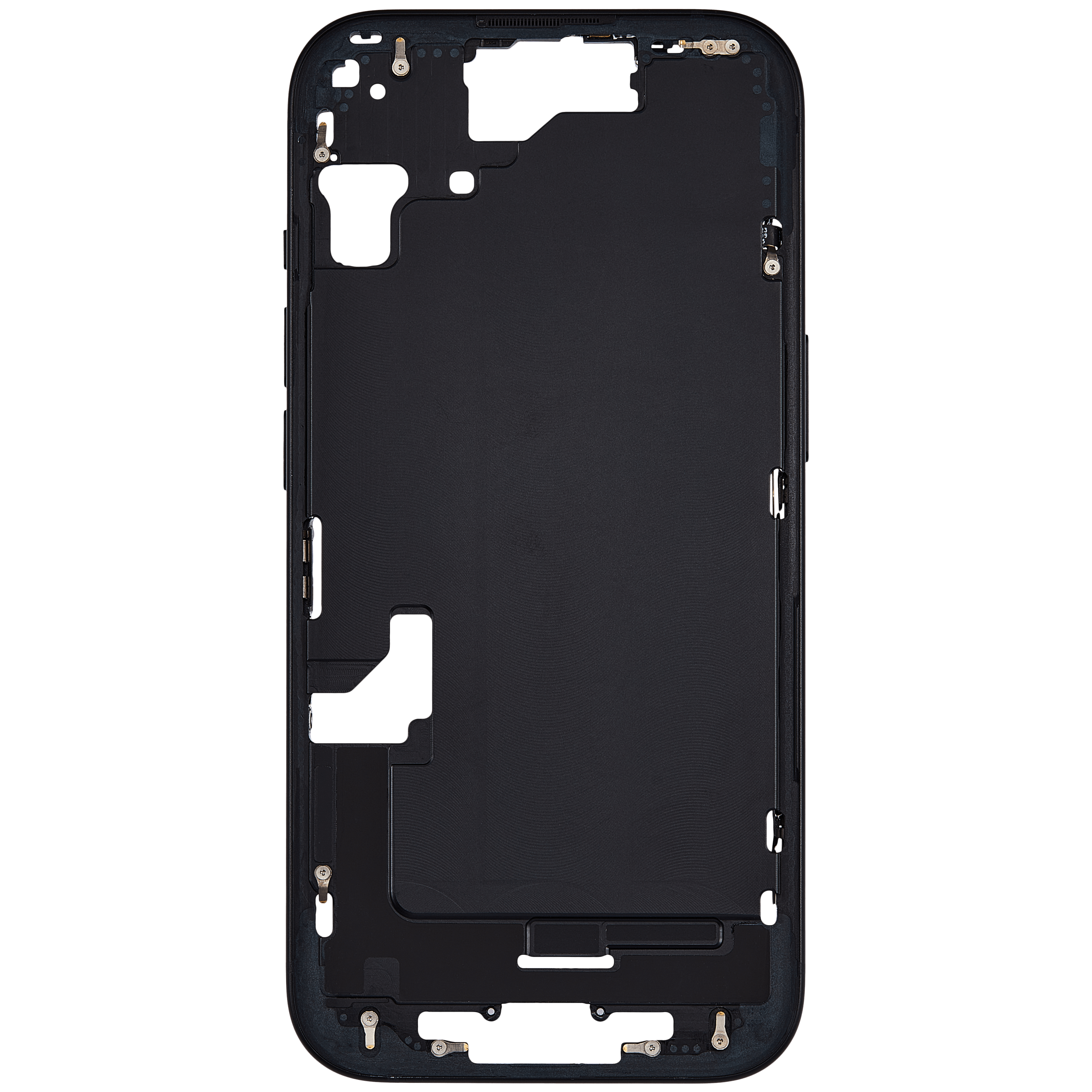 Mid-Frame Housing With Power And Volume Button Compatible For iPhone 15 (US Version) (Used OEM Pull: Grade A) (Black)