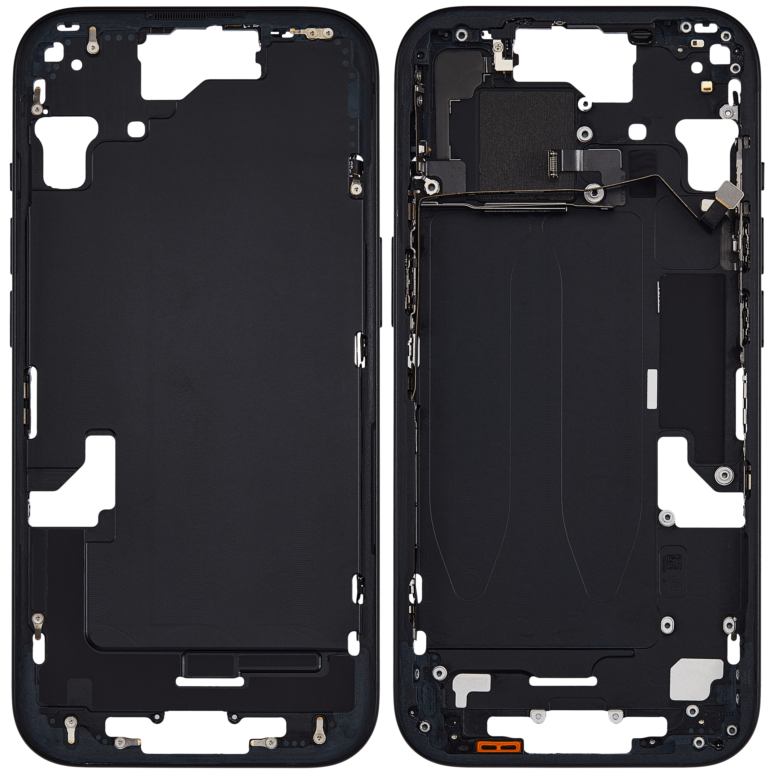 Mid-Frame Housing With Power And Volume Button Compatible For iPhone 15 (US Version) (Used OEM Pull: Grade A) (Black)